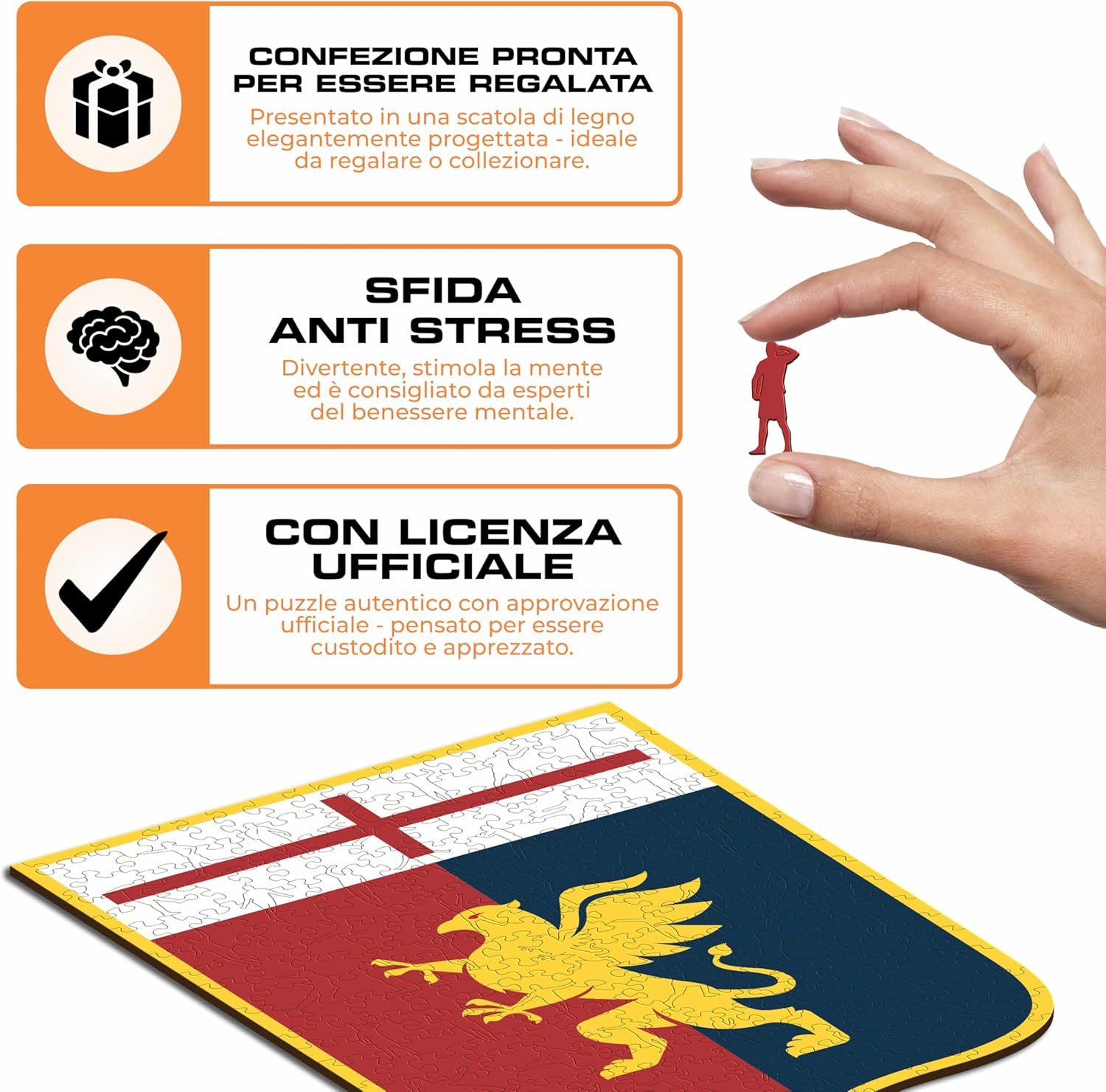 Iconic Puzzles-Genoa - Logo Puzzle in Legno - immagine 3