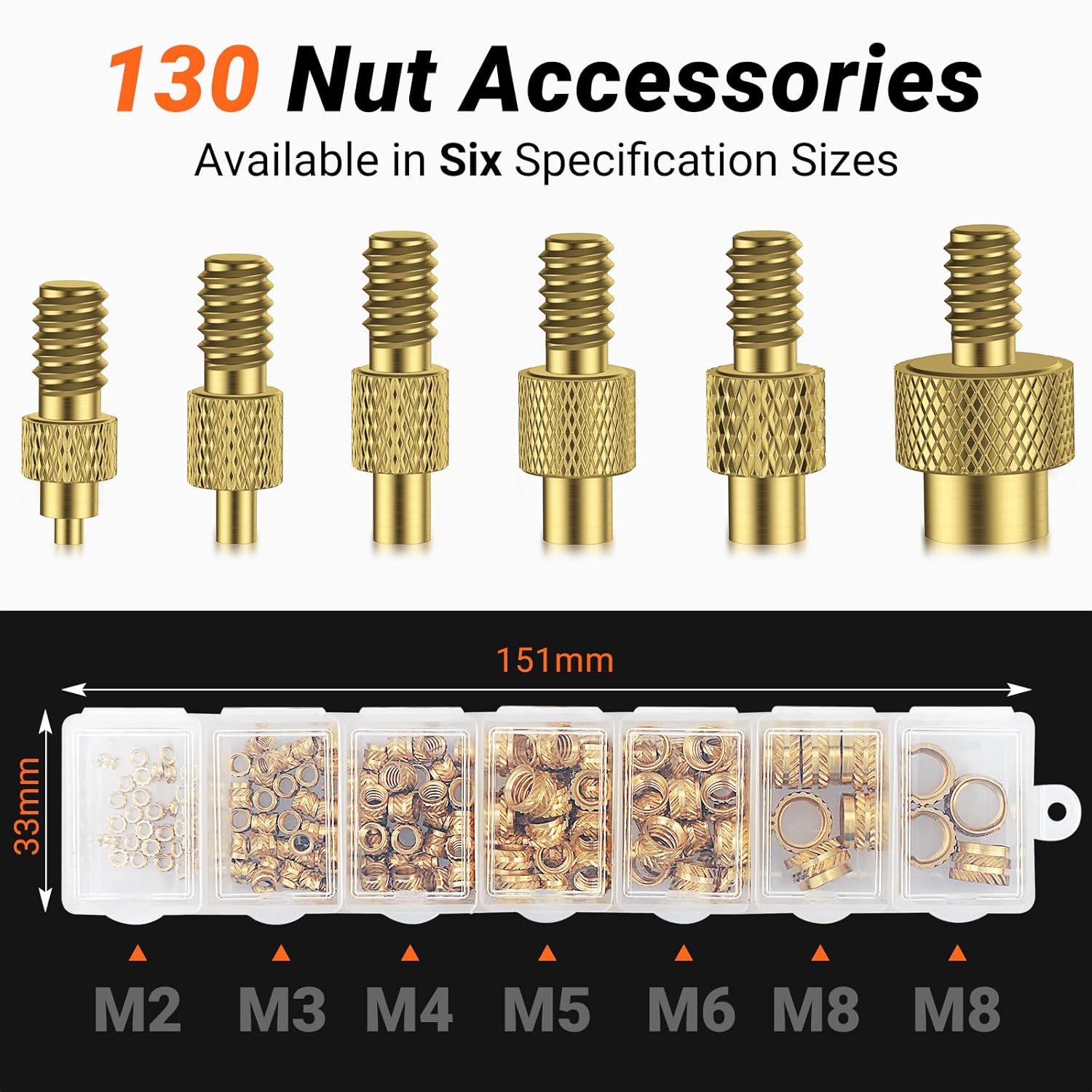 Preciva Inserto Filettato - 130 Pezzi M2-M8 - immagine 3