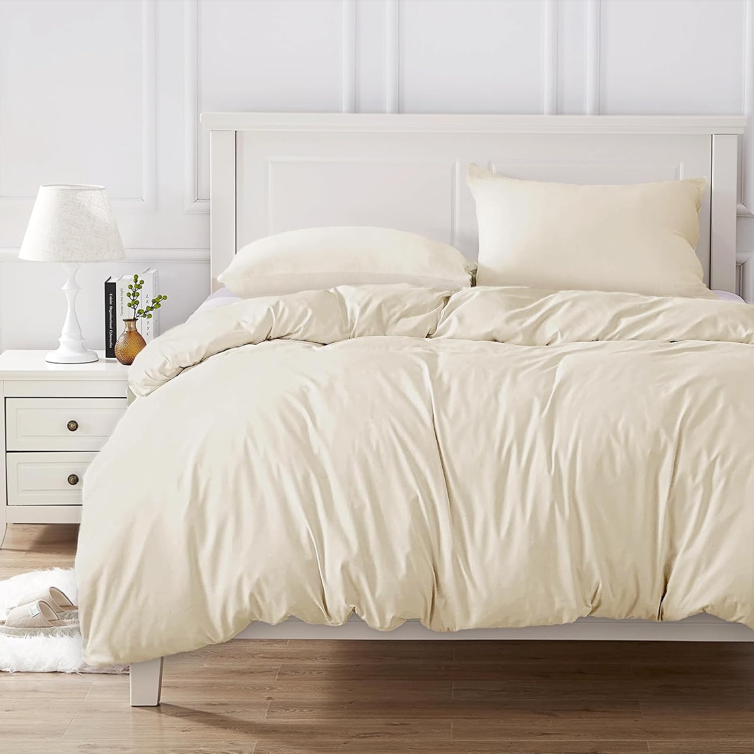 Copripiumino Matrimoniale 100% Cotone 260x240, Beige Chiaro - immagine 6