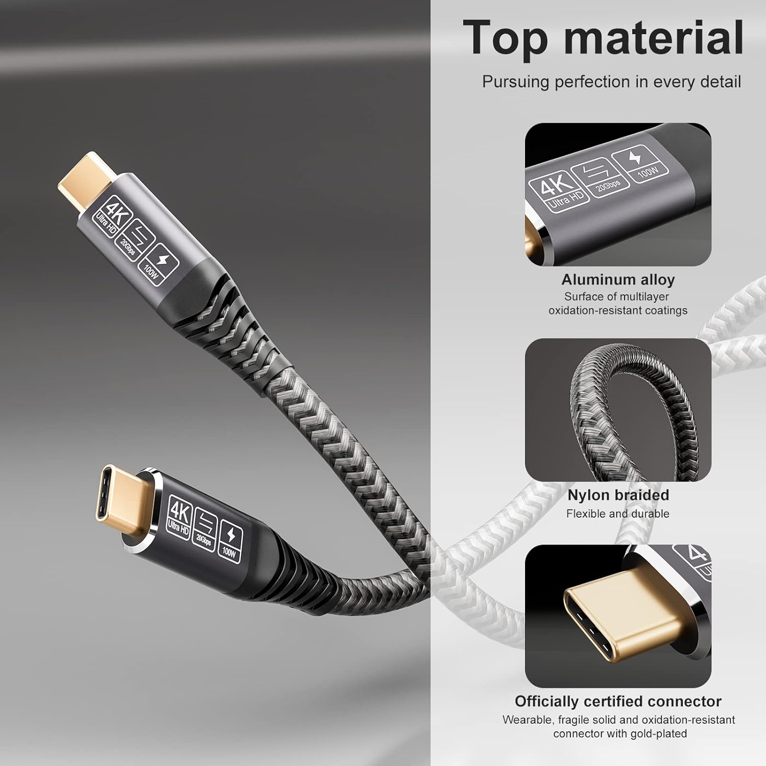 Cakoble Cavo USB Type-C 20 Gbps 100W 2M - immagine 6