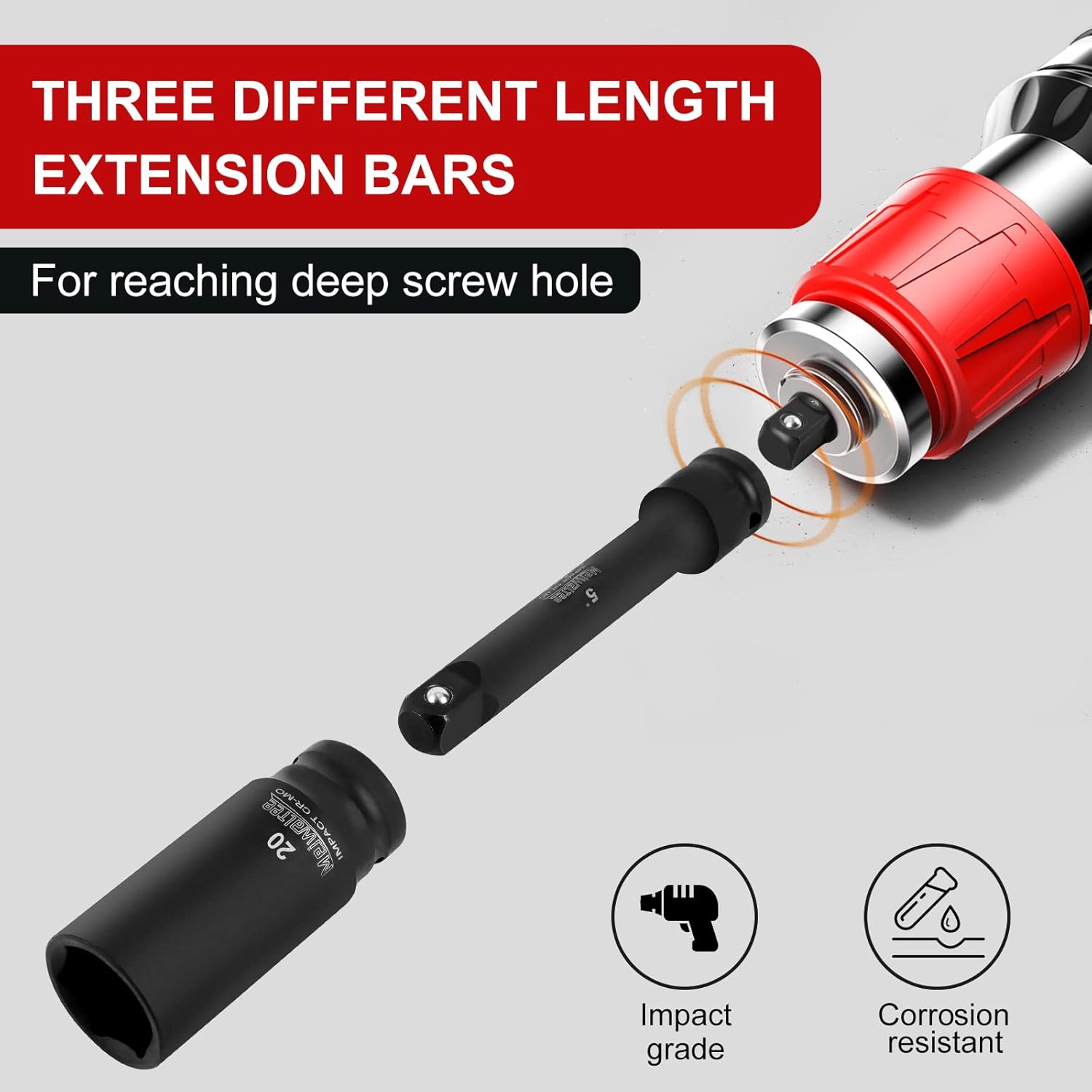 Set Bussole a Impatto 1/2" 43 Pezzi, CR-MO - immagine 5