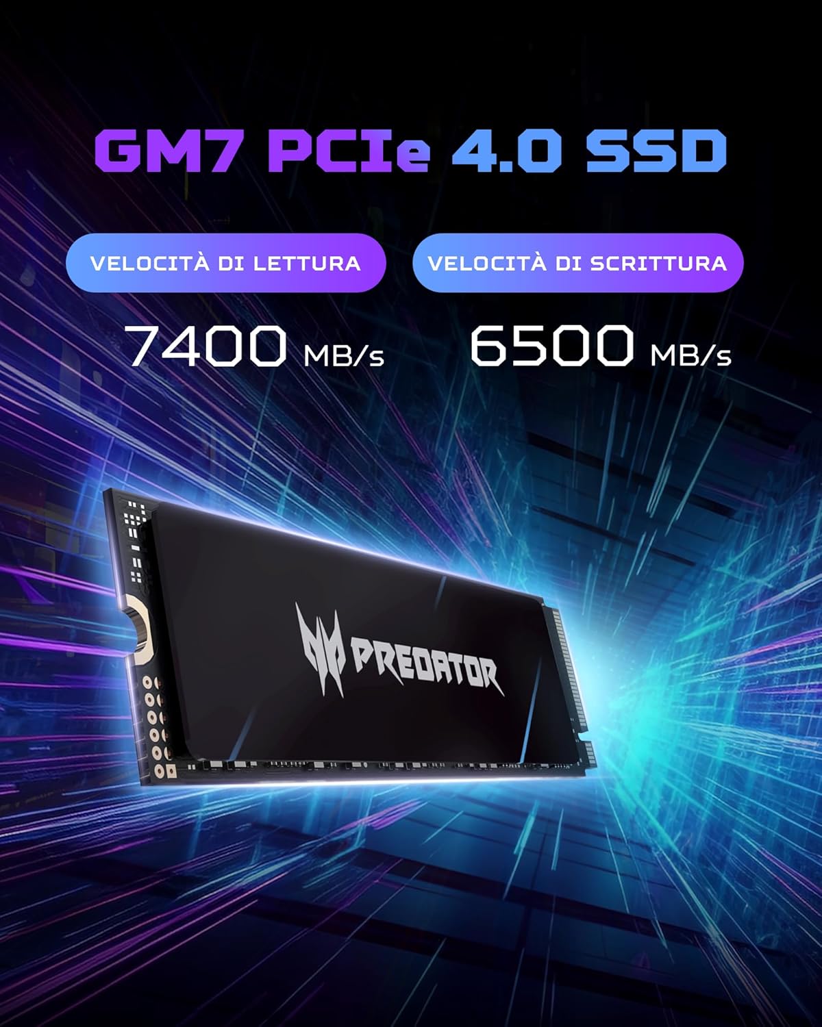 SSD Acer Predator GM7 1TB M.2 PCIe Gen4 x4 NVMe 2.0 - immagine 2
