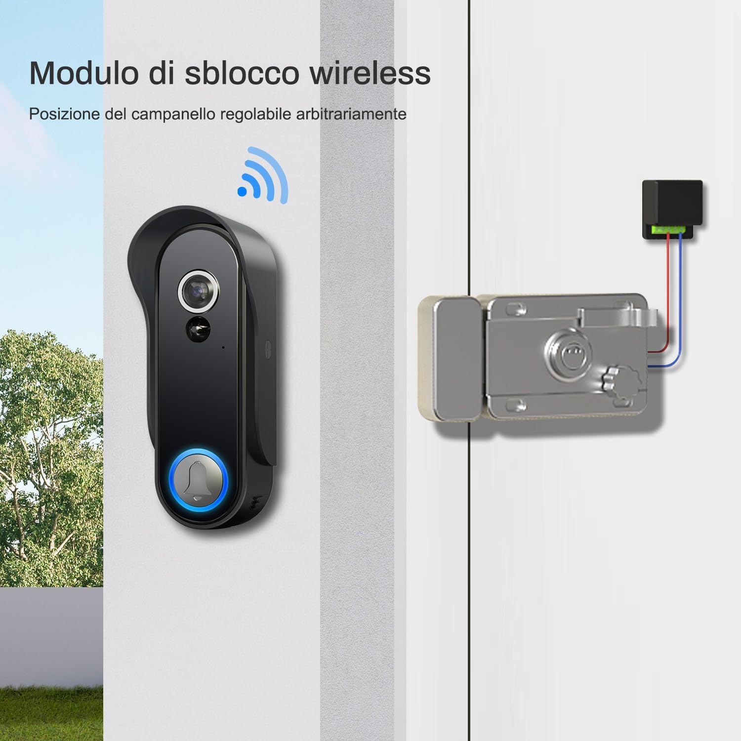 Simbailai Kit Videocitofono Wireless 7" Touch Screen 1080P - immagine 6