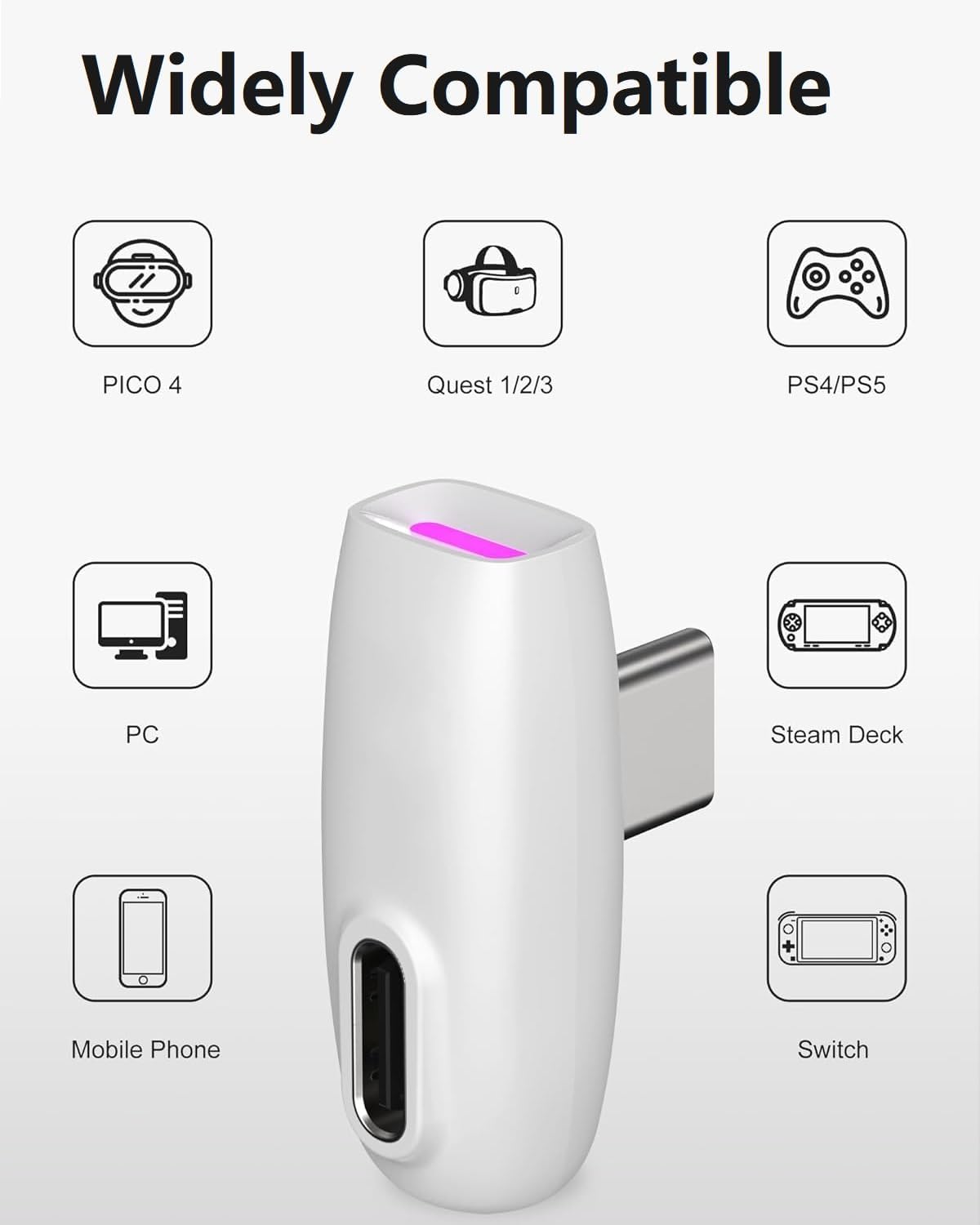 Eppfun cutemeet380 Auricolari Gaming Wireless per VR Quest3 2, Bianco - immagine 2