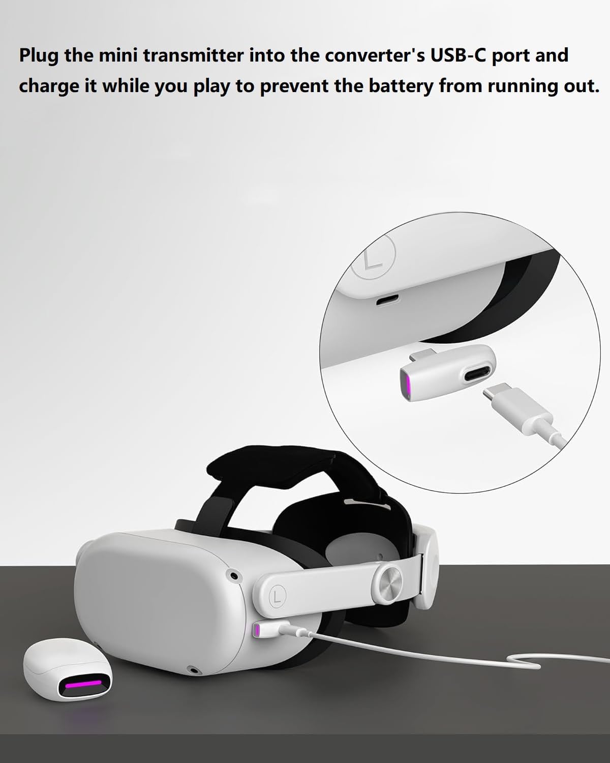 Eppfun cutemeet380 Auricolari Gaming Wireless per VR Quest3 2, Bianco - immagine 3