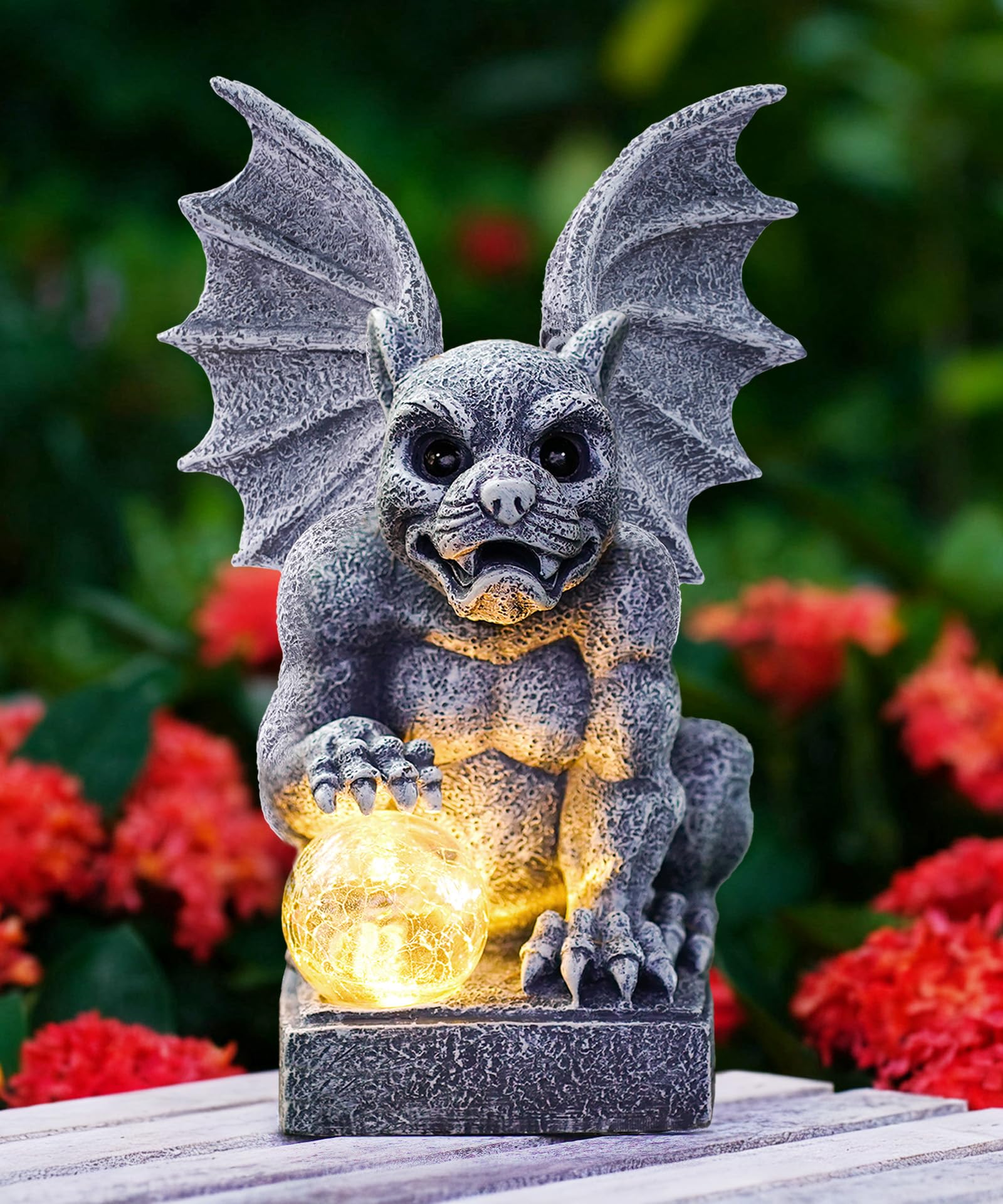 Gargoyle - Statuina Solare da Giardino con Luce LED 25cm