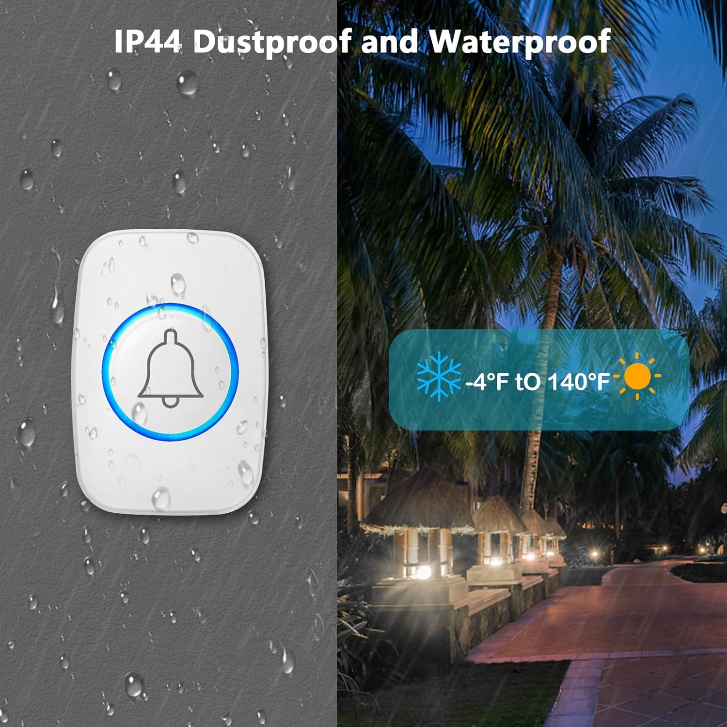 Blendura Campanello Senza Fili da Esterno IP55, Bianco - immagine 2