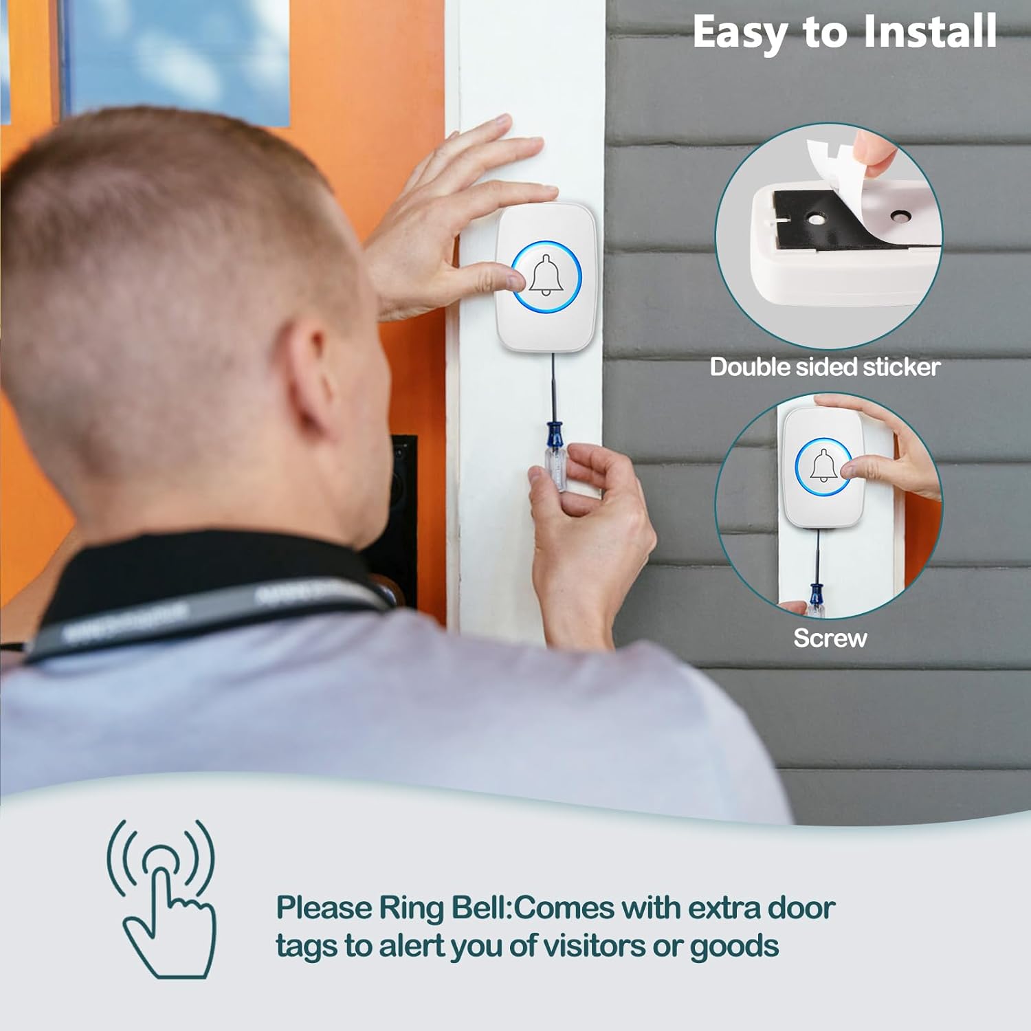 Blendura Campanello Senza Fili da Esterno IP55, Bianco - immagine 4