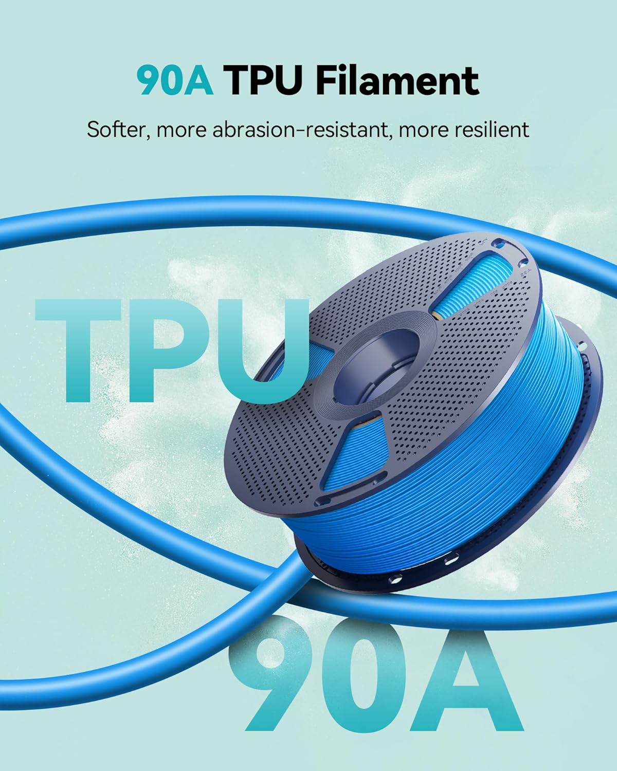 Sunlu 90A TPU Filamento per Stampante 3D 4KG, Nero - immagine 2