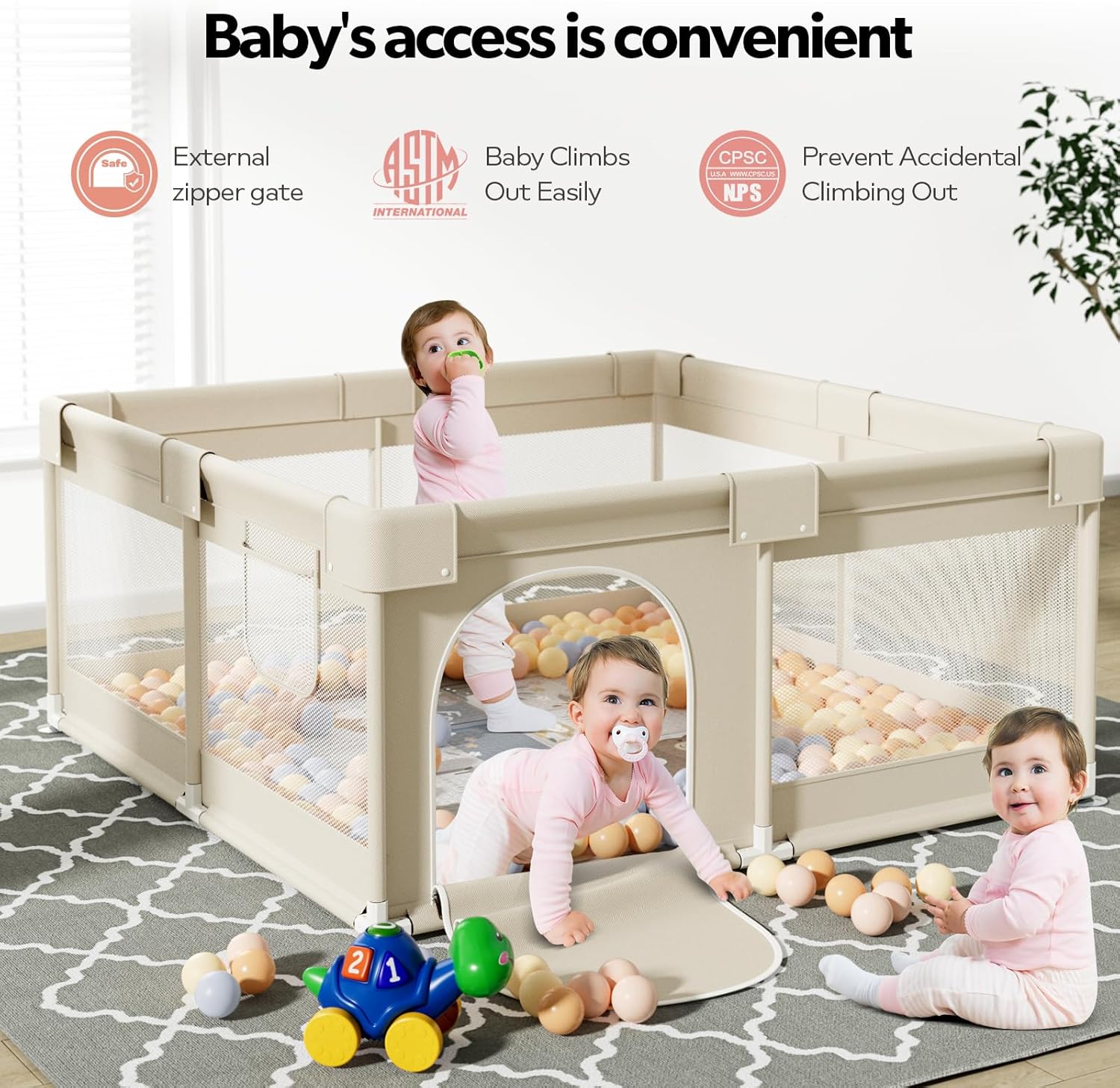 Fodoss Parc Bébé 120x120 cm con Tapis e Materasso - immagine 6