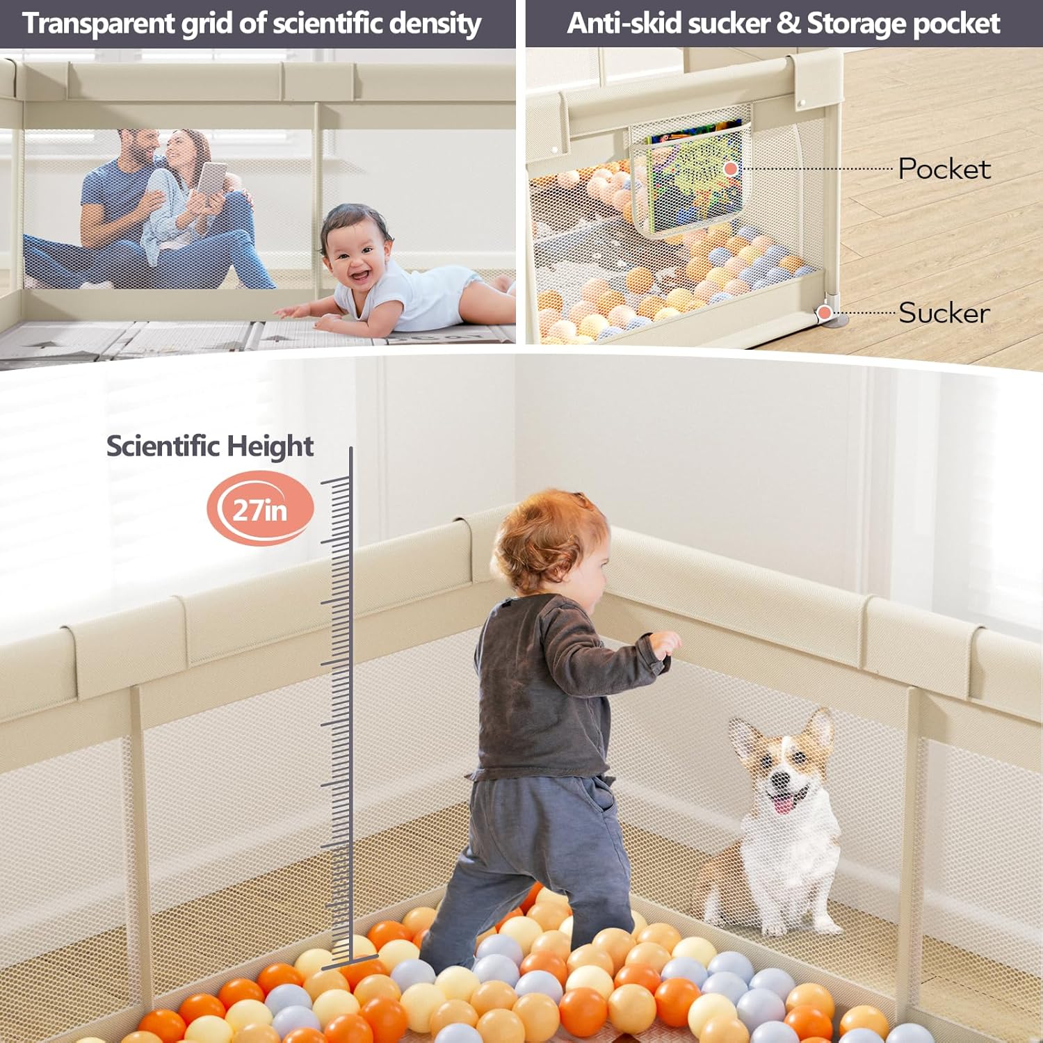 Fodoss Parc Bébé 120x120 cm con Tapis e Materasso - immagine 8