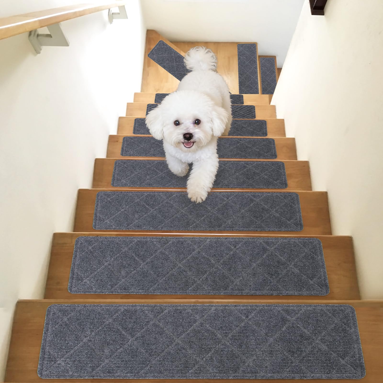 DEKEones Tappetini per scale, 20 x 76 cm, antiscivolo, 15 pezzi