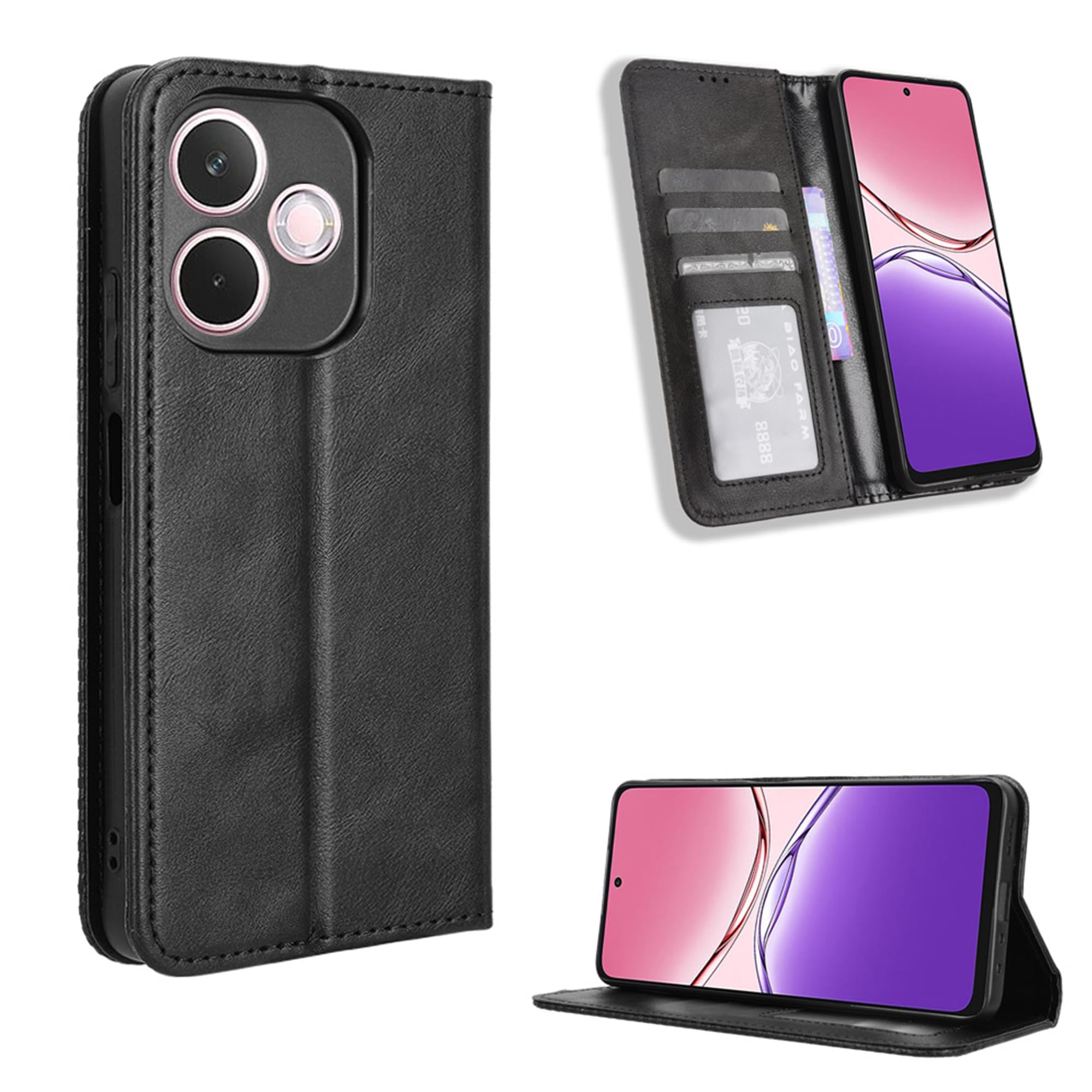 Fitudoos Cover Portafoglio per OPPO A5 Pro 5G/4G, Nero