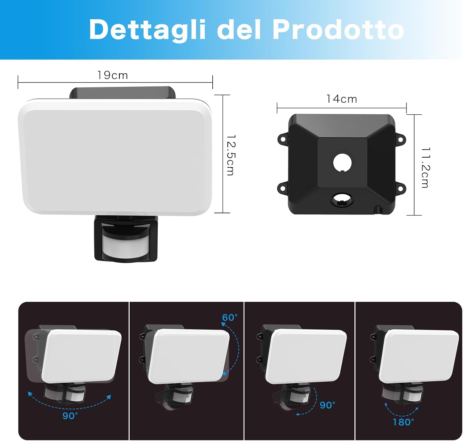 30W Faretto Led da Esterno con Sensore di Movimento, 3600LM Faro LED Esterno con Telecomando, 132 Leds 4 Modalità Luci di Sicurezza, IP65 Lampade da parete per Garage Cortile Giardino - immagine 6