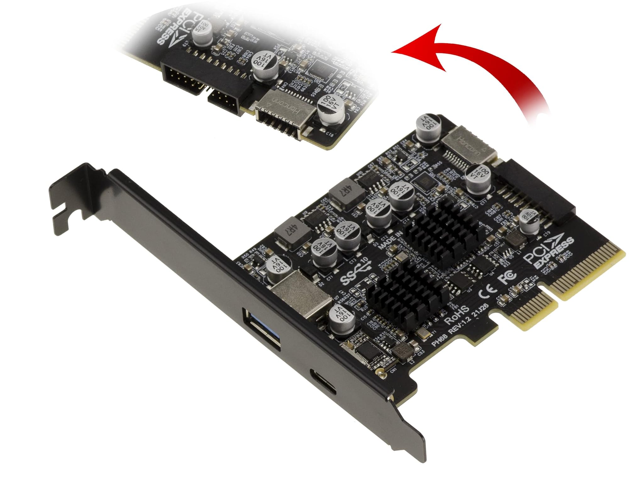 Kalea-informatique Scheda Controller PCIe USB 3.2 Gen2 10G