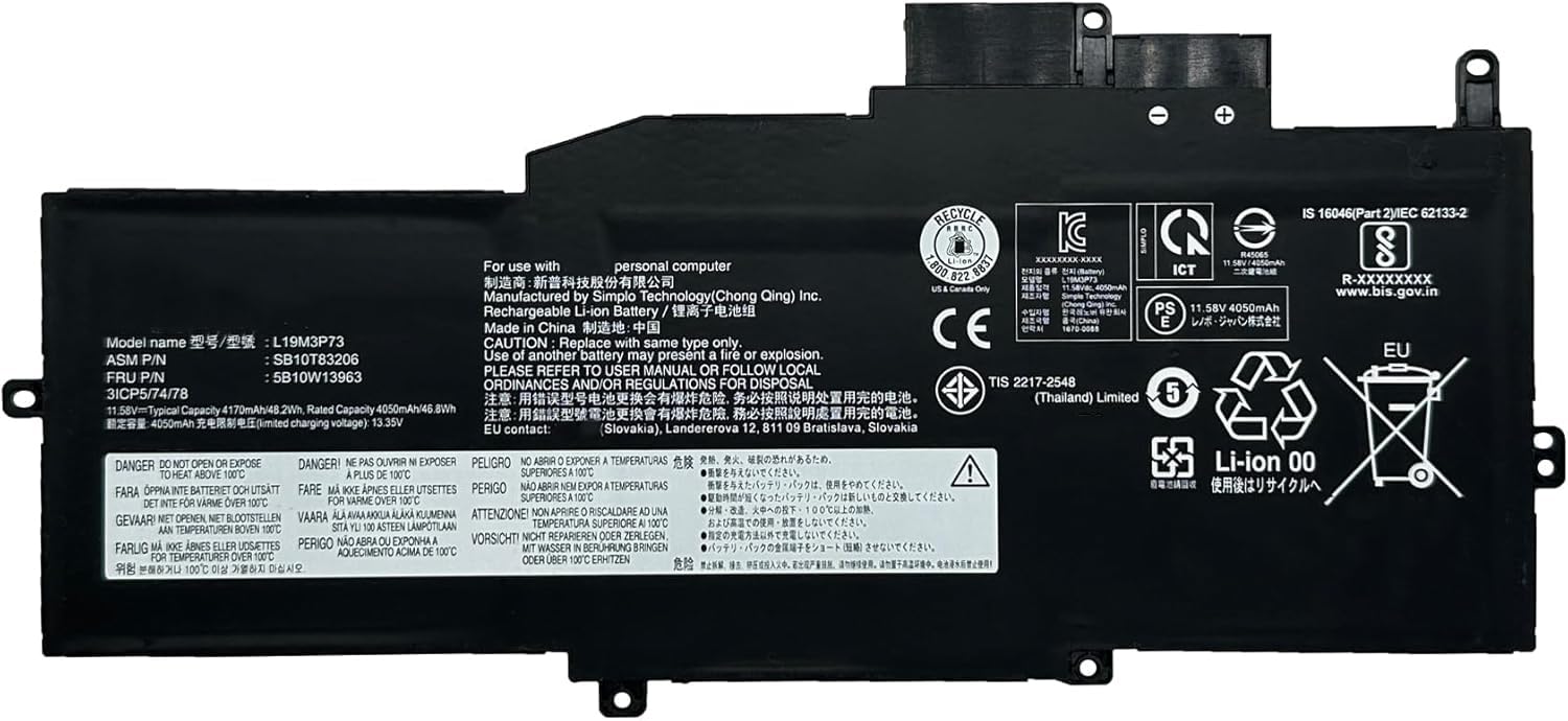 L19M3P73 L19C3P71 L19M3P72 Batteria del computer portatile di sostituzione per Lenovo ThinkPad X1 Nano Gen 1st Series (11.58V 48.2Wh)