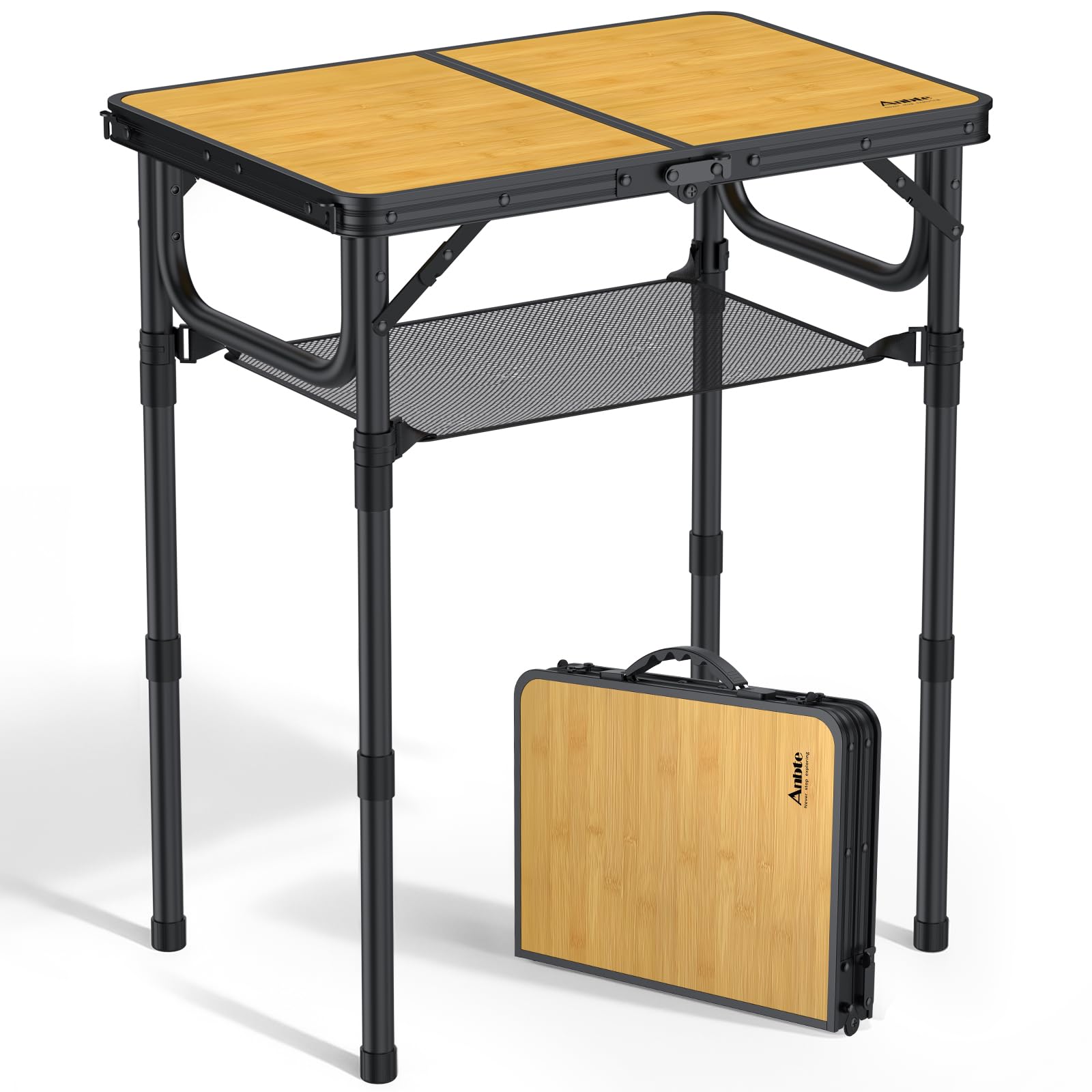 Tavolo Pieghevole da Campeggio 58x40cm Effetto Legno