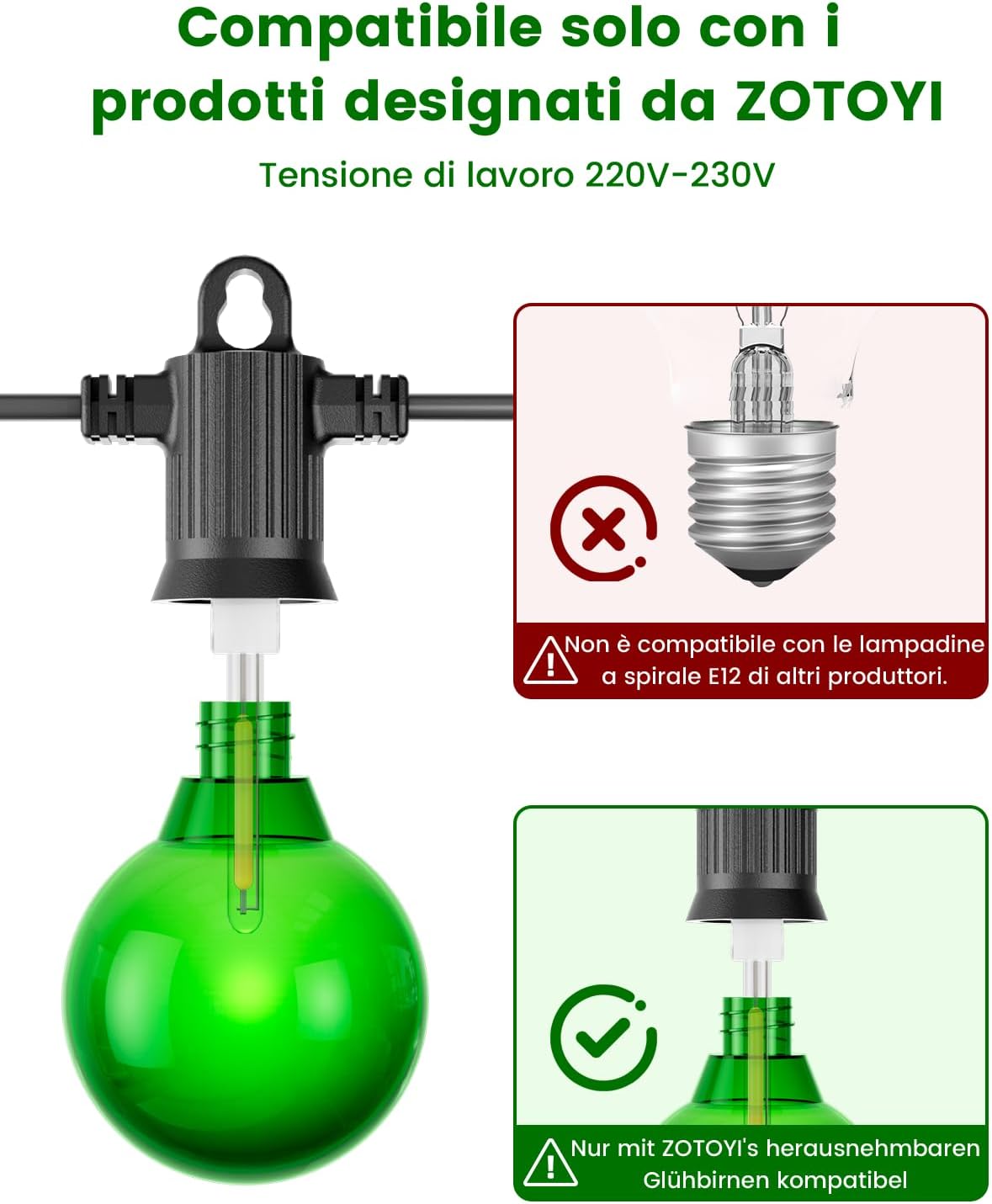 Zotoyi Lampadine LED G40 per Luci a Sfera da Esterno - immagine 2