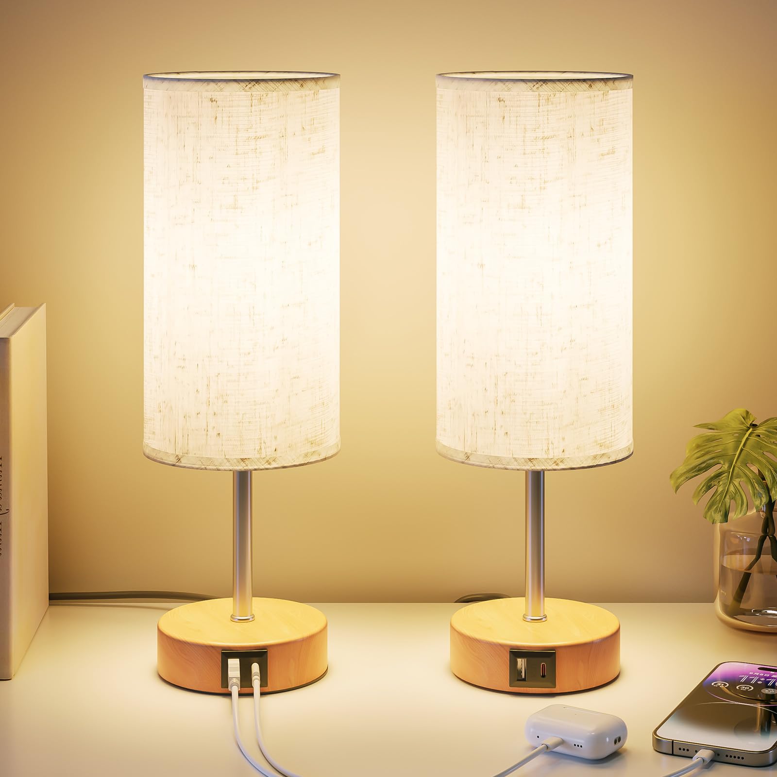 Lampada da Comodino Touch Set 2 con USB-A e USB-C