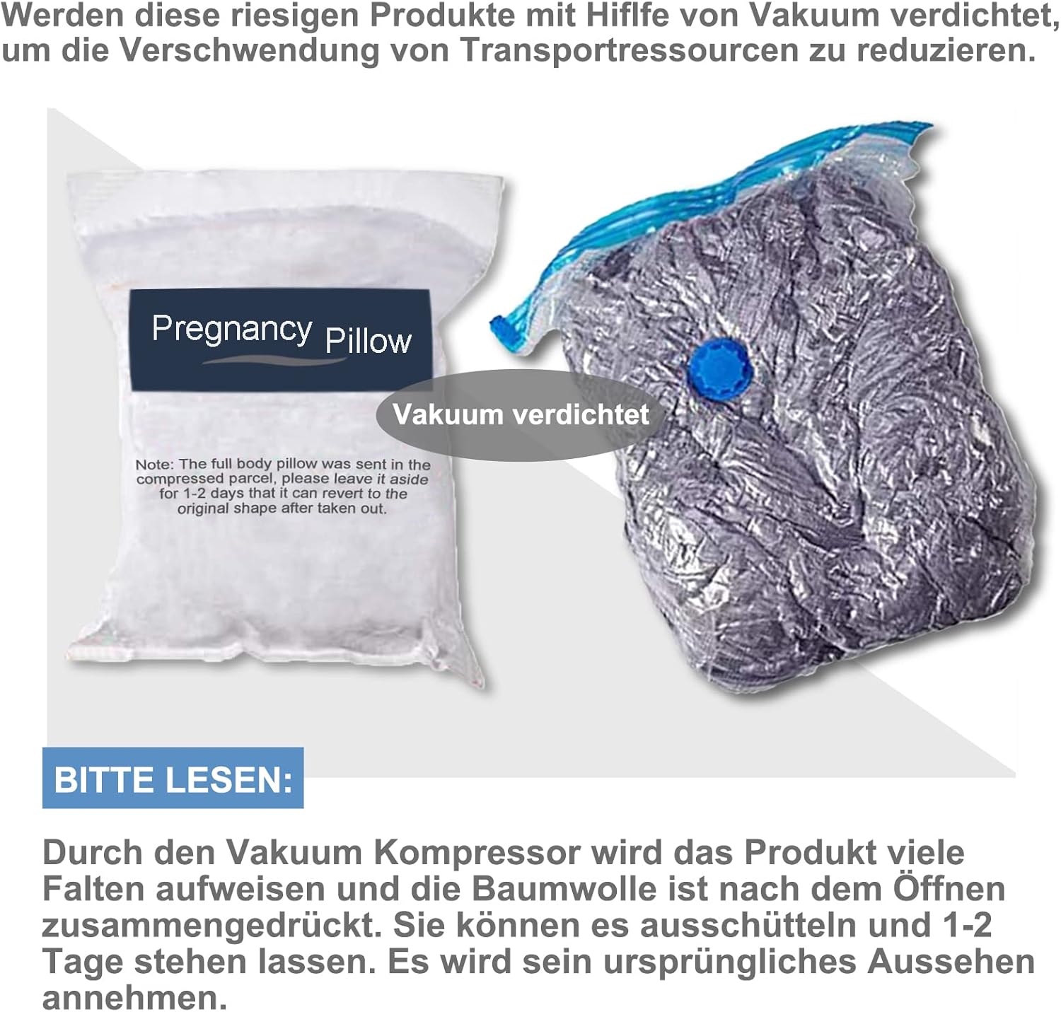 Caliyo Cuscino Gravidanza a J 180x70 cm, Grigio Chiaro - immagine 7