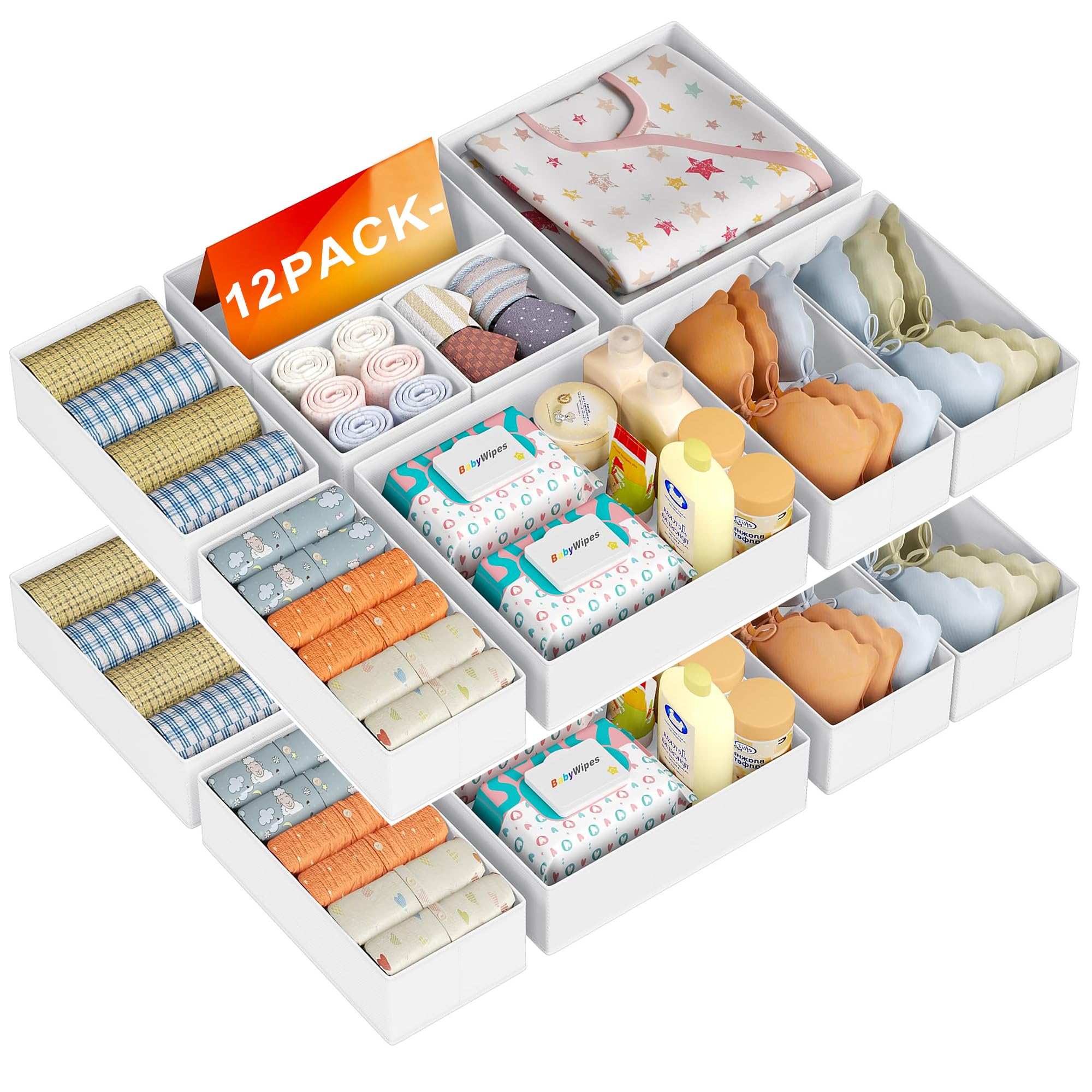 Dimj Organizer Armadio e Cassetti - 12 Pezzi, Bianco