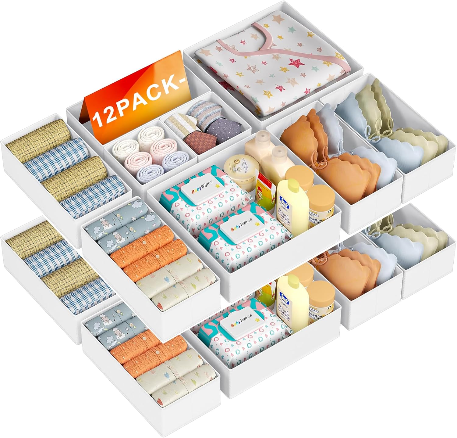 Dimj Organizer Armadio e Cassetti - 12 Pezzi, Bianco - immagine 1