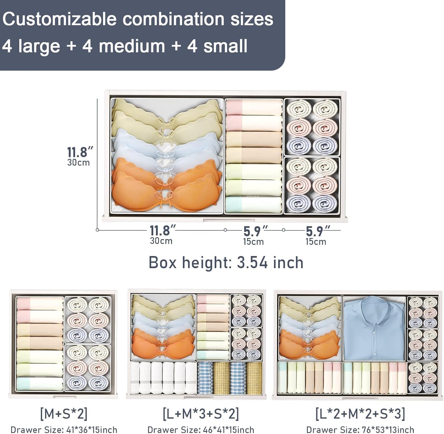 Dimj Organizer Armadio e Cassetti - 12 Pezzi, Bianco - immagine 2