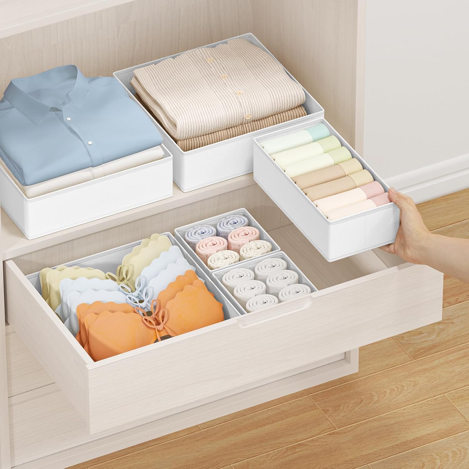 Dimj Organizer Armadio e Cassetti - 12 Pezzi, Bianco - immagine 3