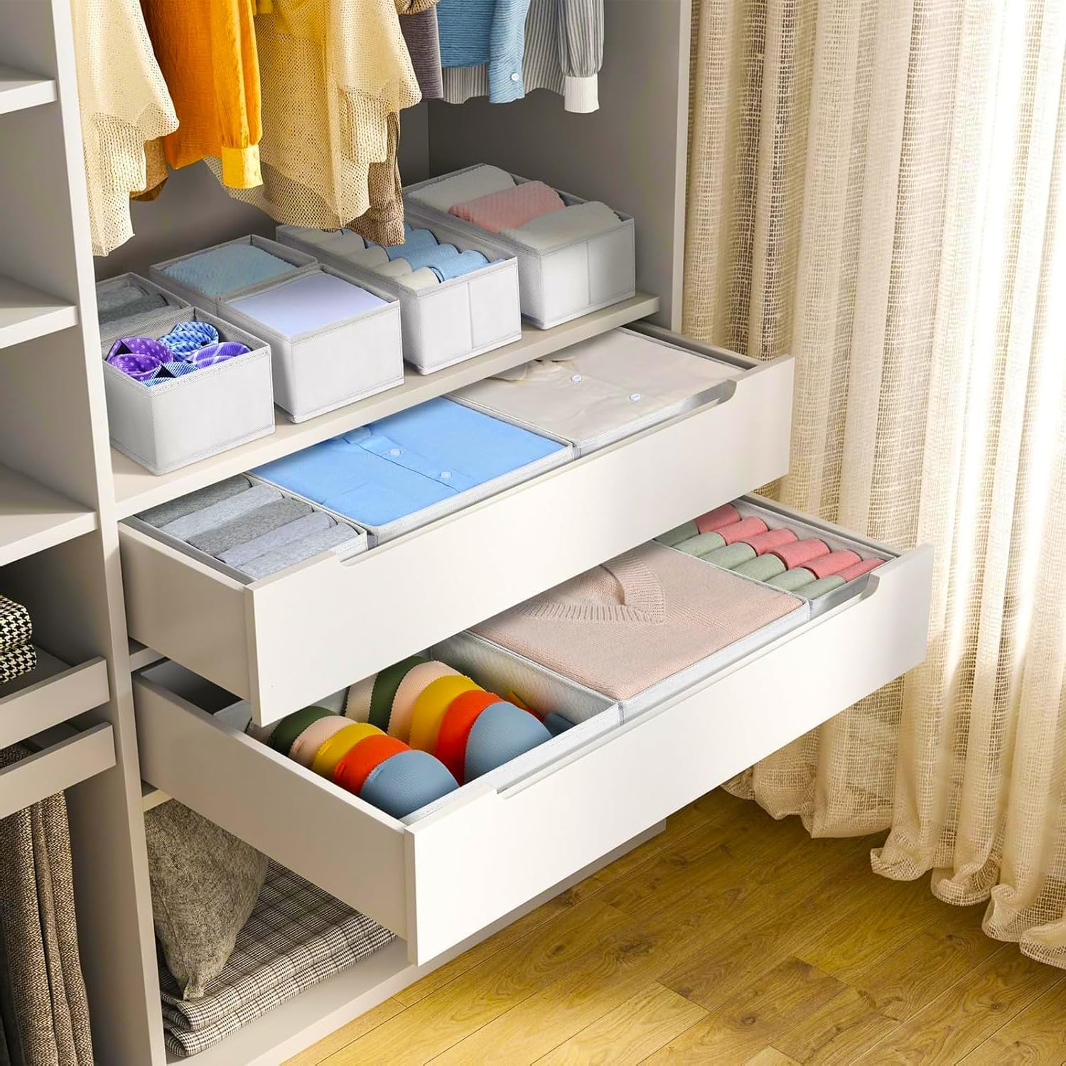 Dimj Organizer Armadio e Cassetti - 12 Pezzi, Bianco - immagine 6