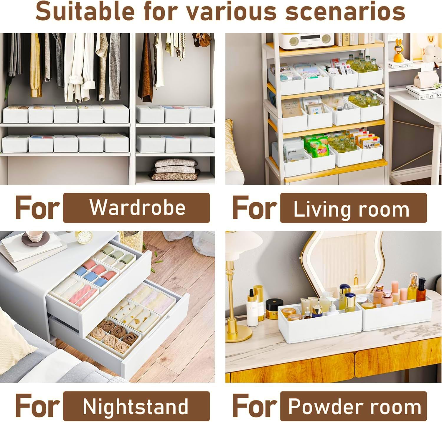 Dimj Organizer Armadio e Cassetti - 12 Pezzi, Bianco - immagine 7