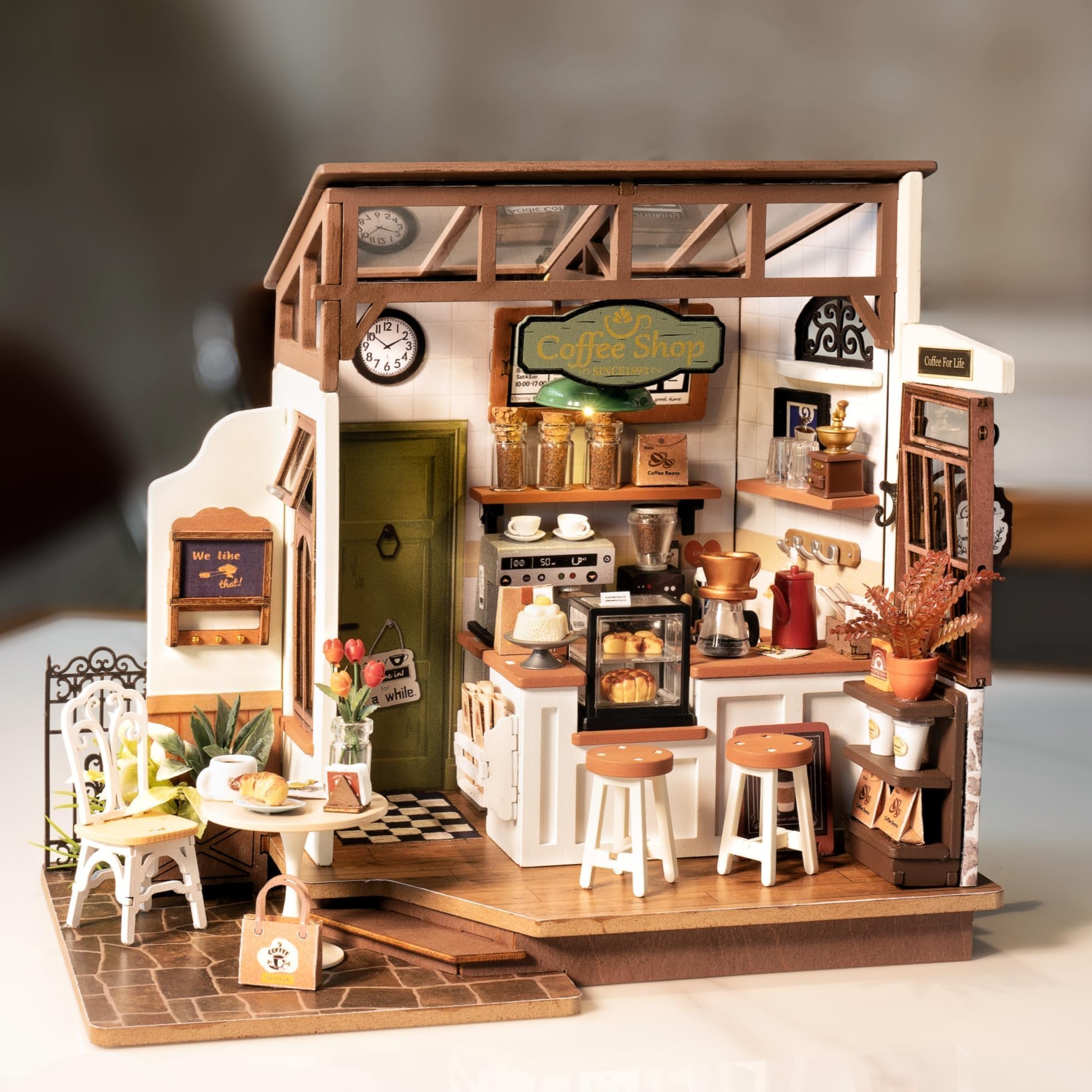 ROWOOD Miniatura Casa delle Bambole Caffè Fai Da Te