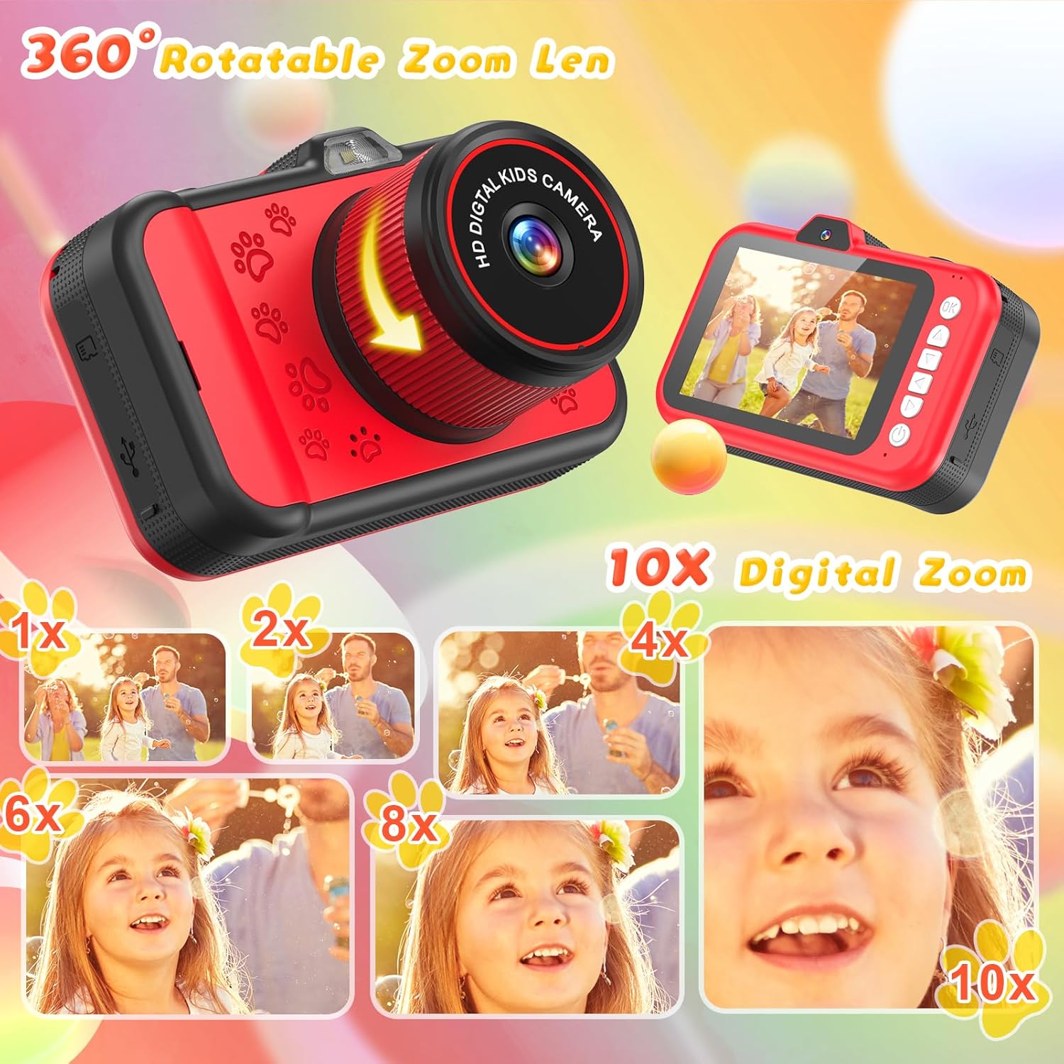 Ushining Macchina Fotografica Bambini 3.5" Schermo - immagine 3