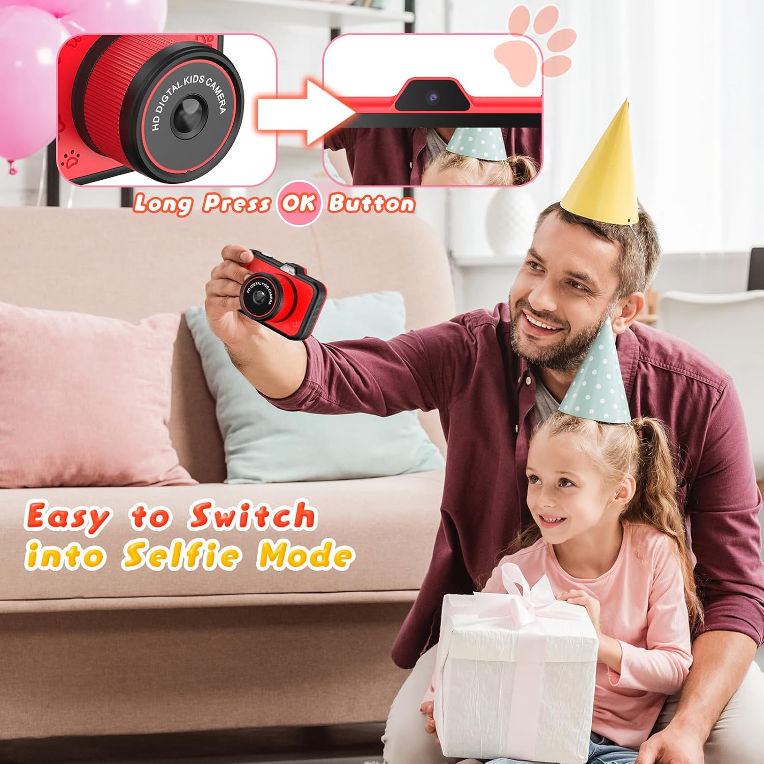 Ushining Macchina Fotografica Bambini 3.5" Schermo - immagine 8