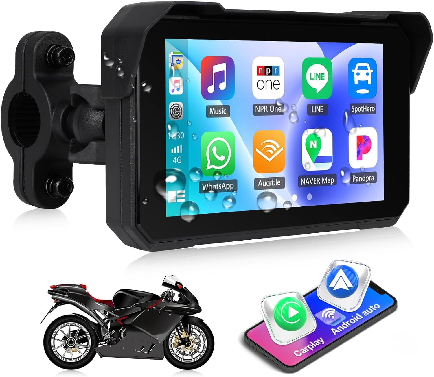 Camecho Carplay Moto Navi Display 5" HD IPS IP68