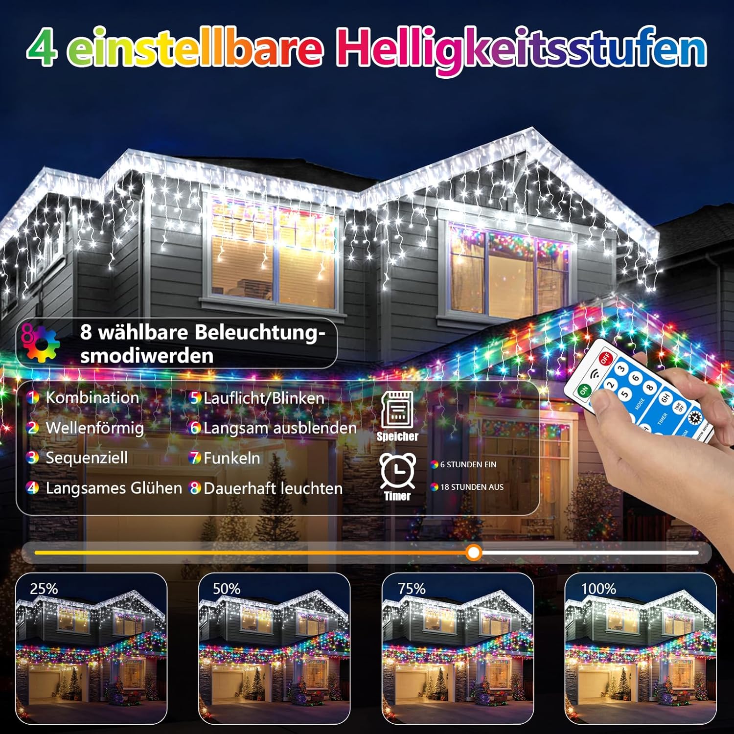 Luci di Natale da Esterno 800 LED 25+5M, IP65 - immagine 4