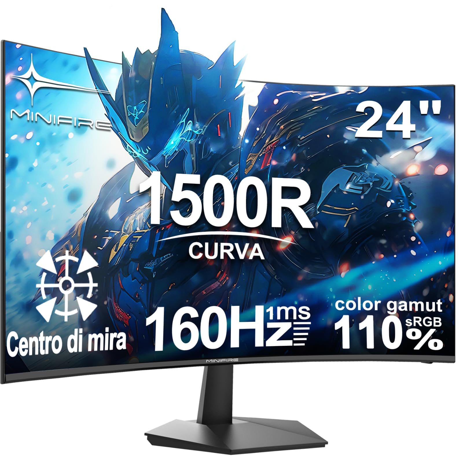 Minifire Monitor Gaming Curvo 24 Pollici FHD 160Hz 1ms