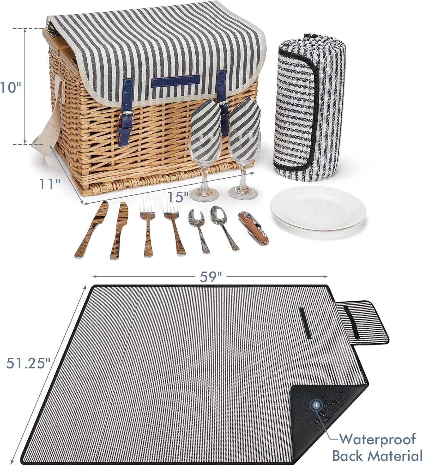 Cesto da Picnic in Vimini per 2 Persone - immagine 6