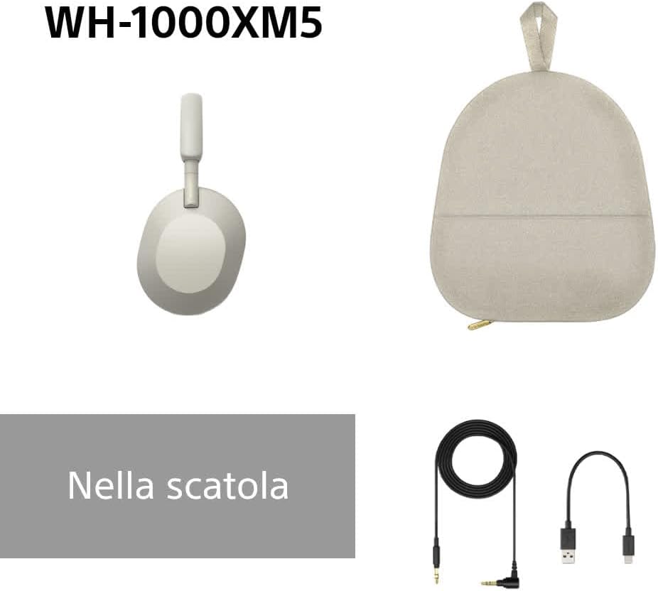 Sony WH-1000XM5 - Cuffie Wireless Noise Cancelling, Argento - immagine 11