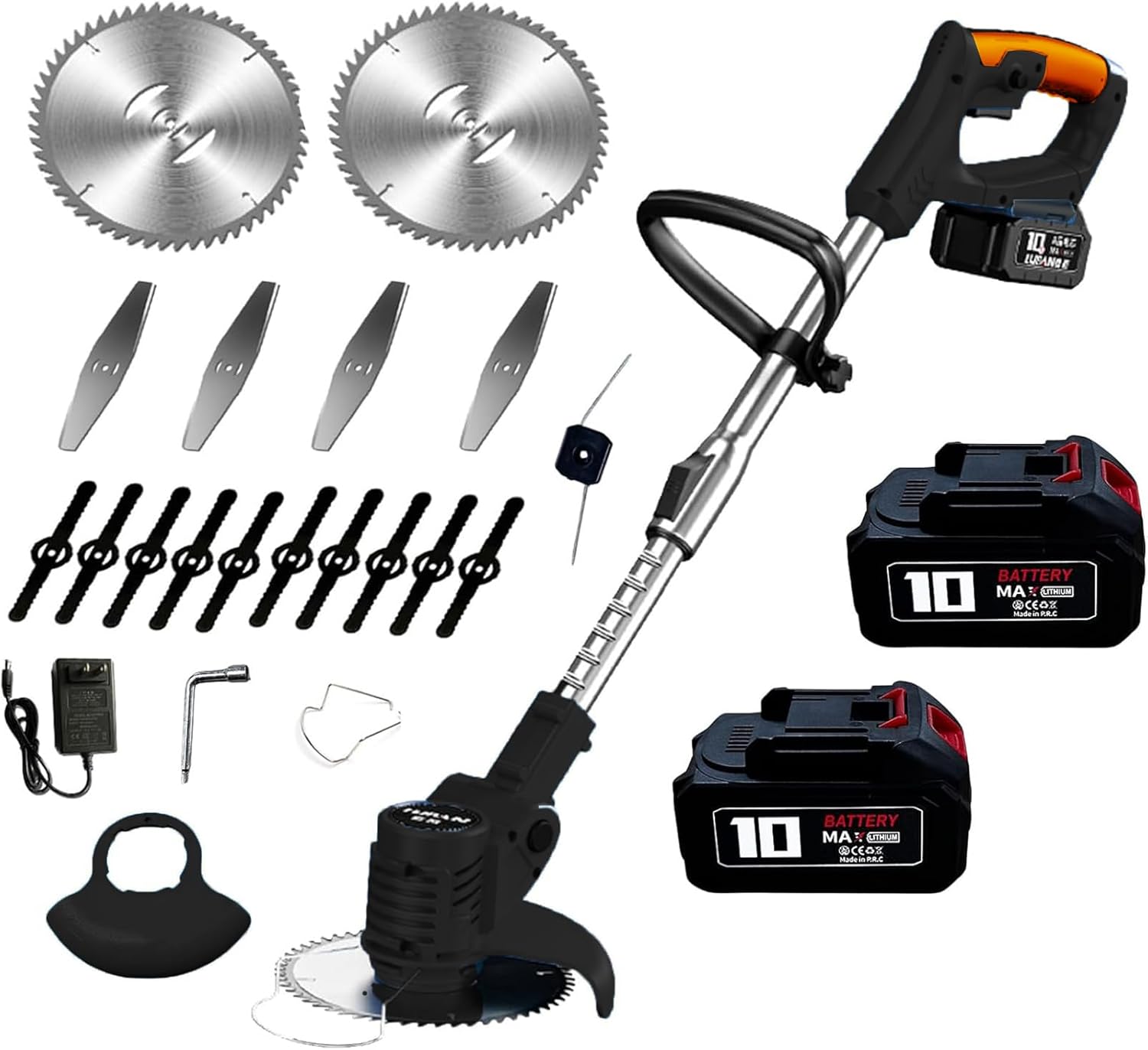 Decespugliatore a Batteria con 2 Batterie, Nero - immagine 1