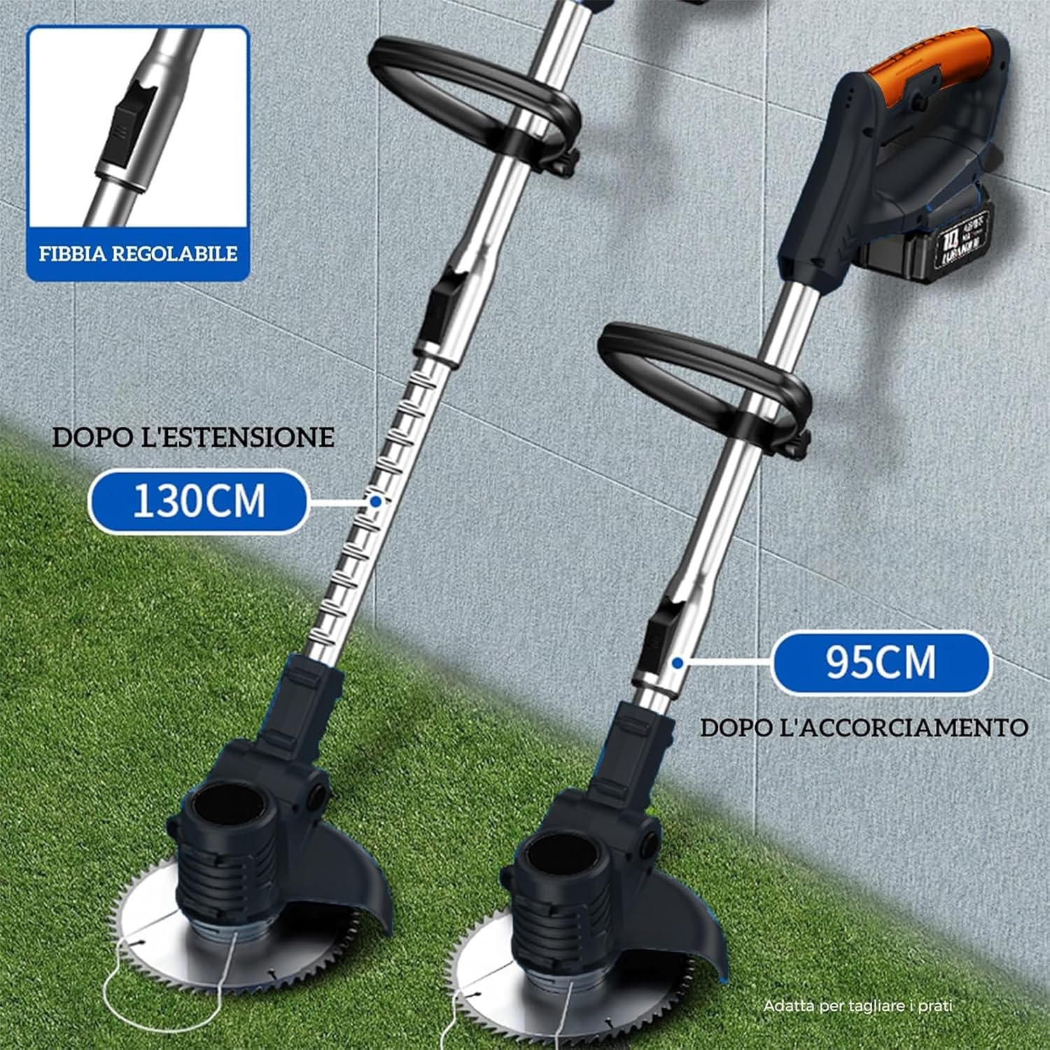 Decespugliatore a Batteria con 2 Batterie, Nero - immagine 2