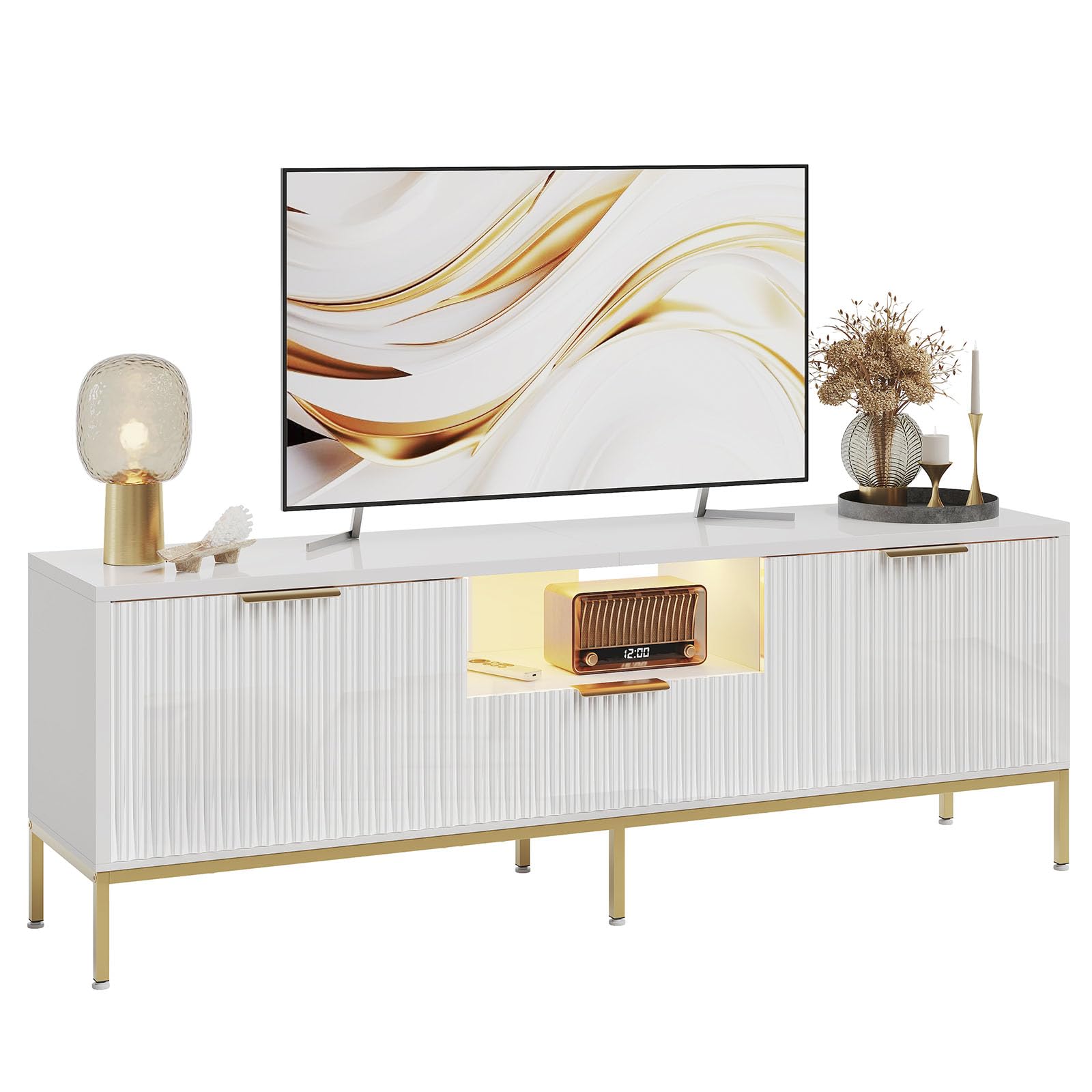 Bestier Mobile TV con Fronti Scanalati per 32-60", Bianco