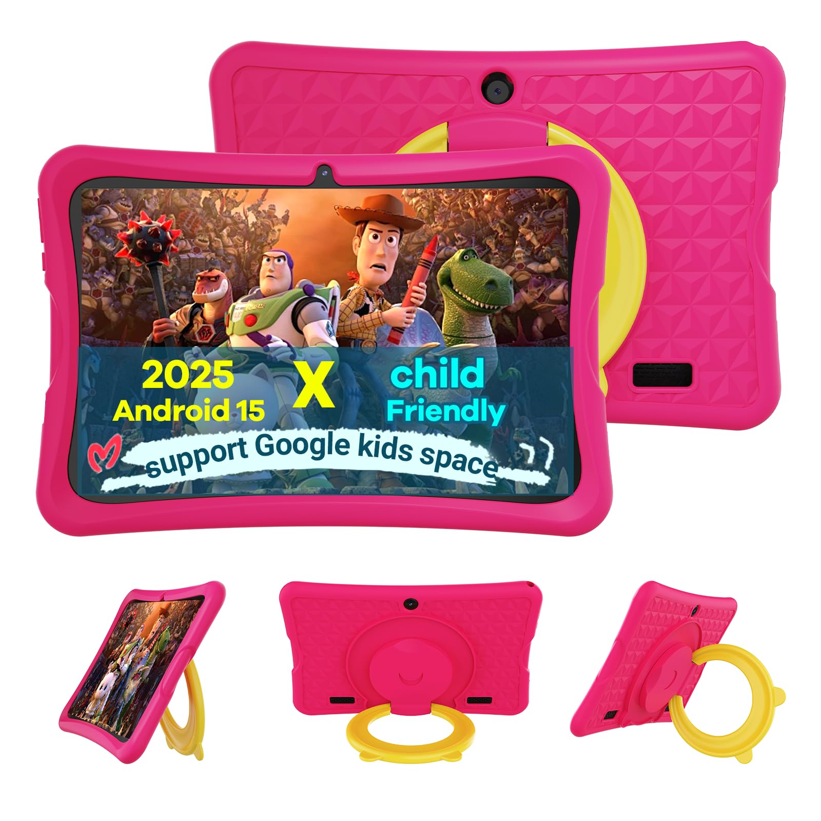 Digiland Android 15 Tablet Bambini 10.1 Pollici, Rosa