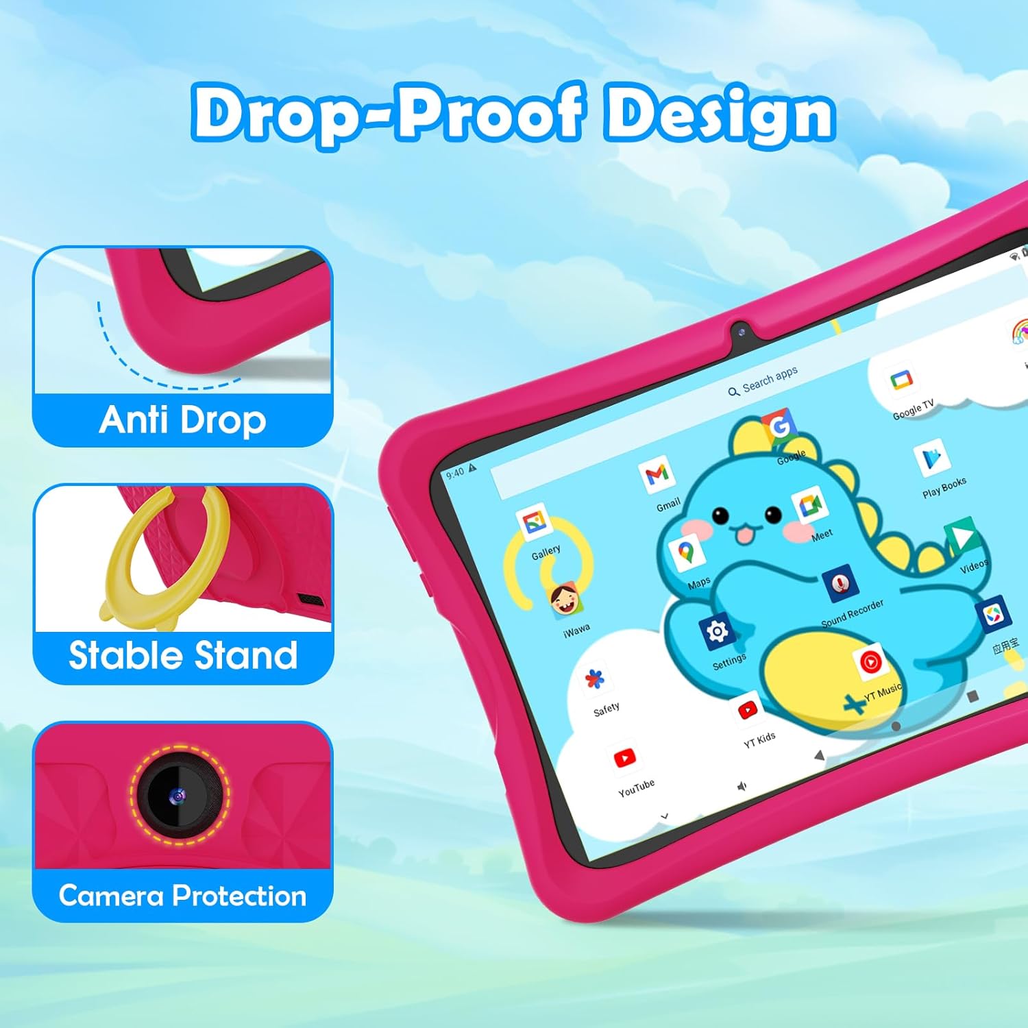 Digiland Android 15 Tablet Bambini 10.1 Pollici, Rosa - immagine 6