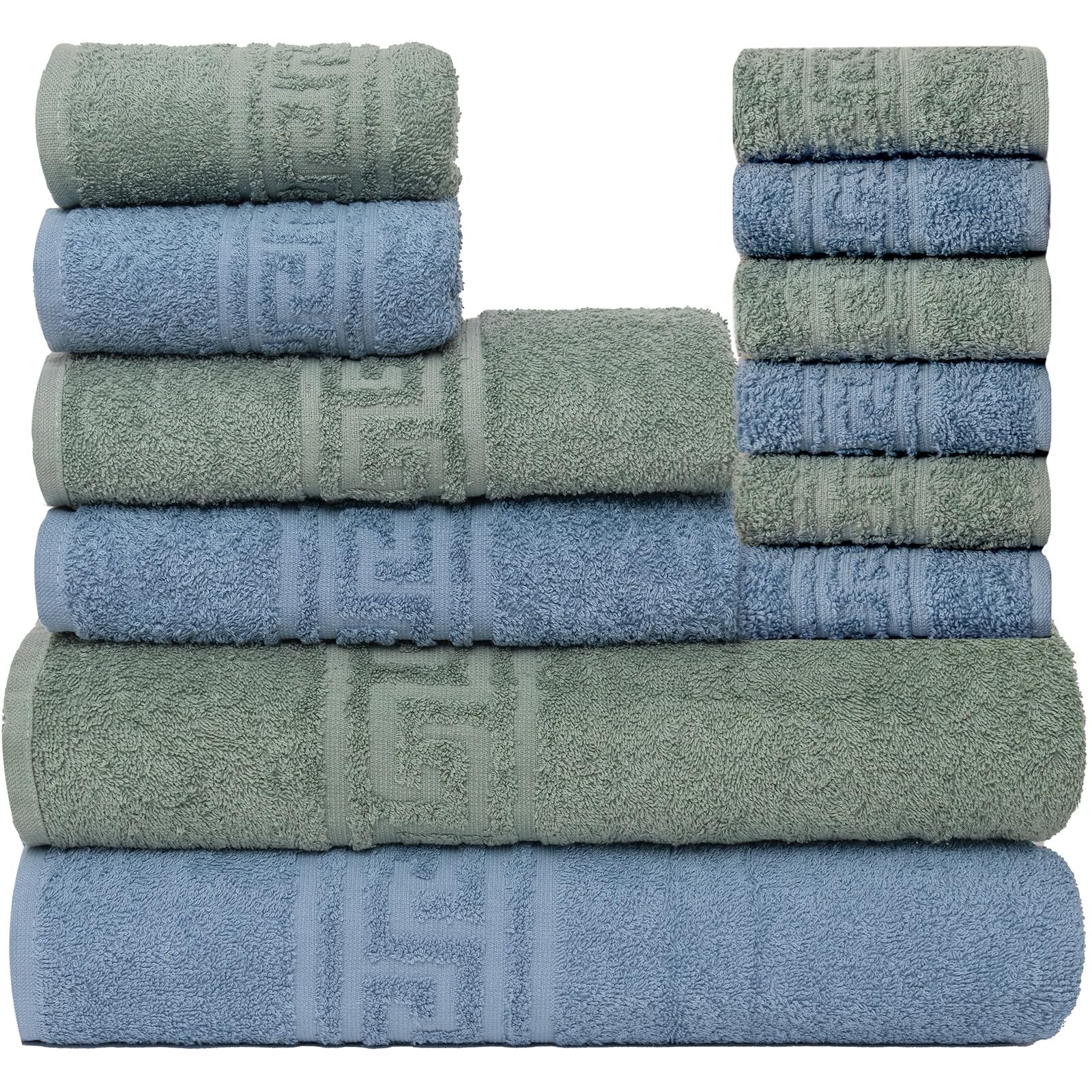 Nice Homeit Set Asciugamani Bagno 12 Pezzi, Blu Verte