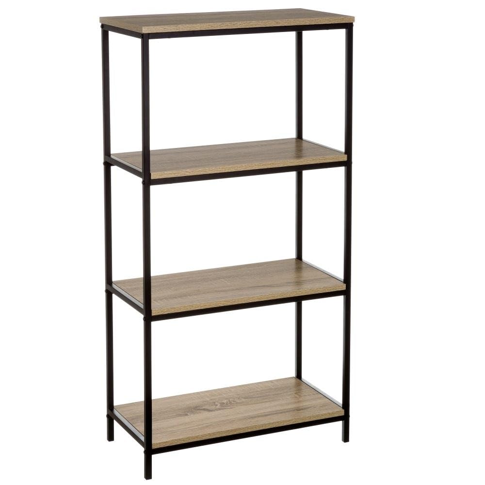 Scaffale da pavimento con 5 ripiani in PB e metallo in naturale e nero