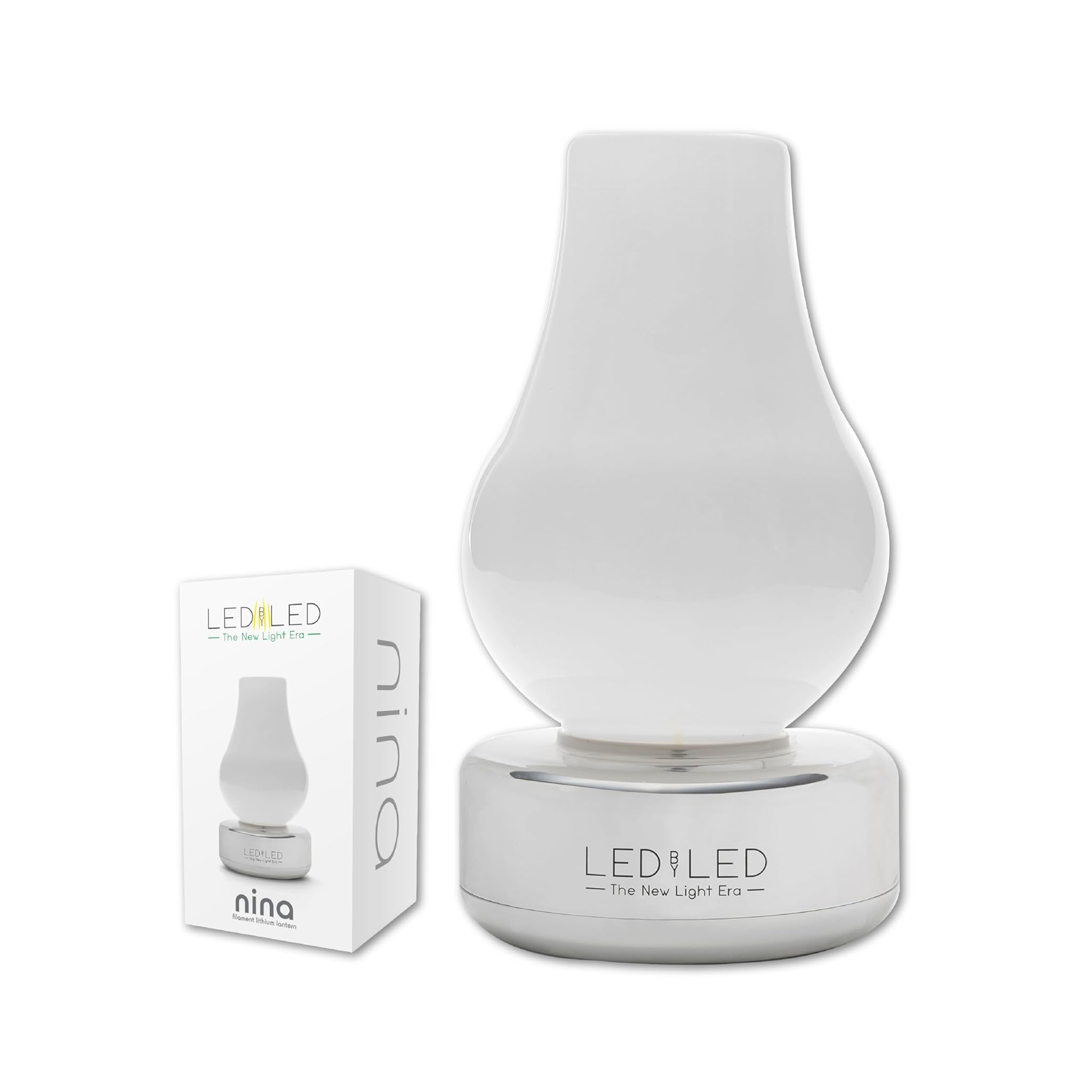 Lampada da Tavolo Nina Ricaricabile Senza Fili, Argento