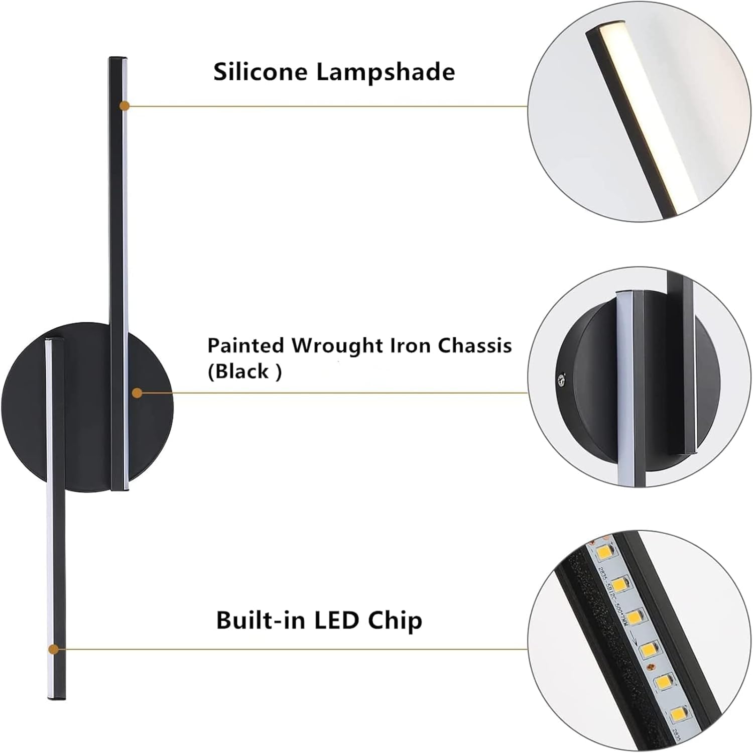 Applique da Parete Interno LED 16W, Nera (2 Pezzi) - immagine 5