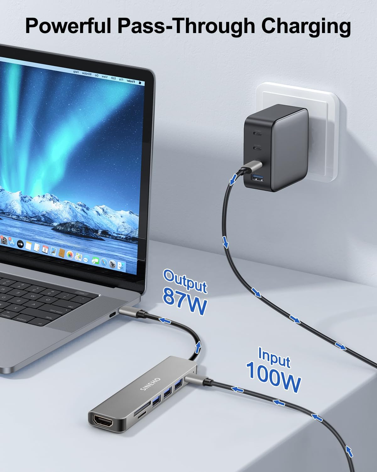 Sineho HUB USB-C 7-IN-1 con HDTV 4K - immagine 4