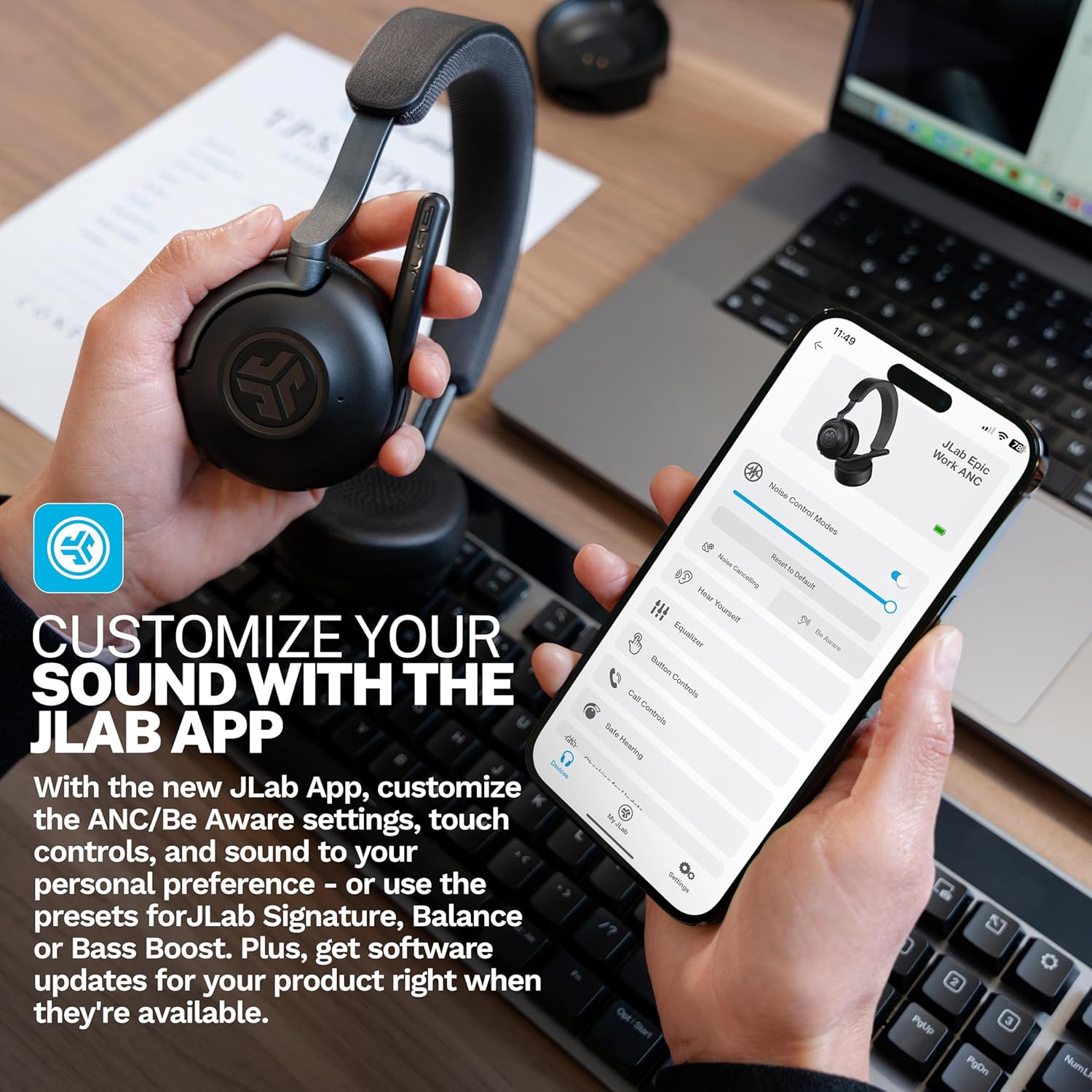 Jlab Epic Work Cuffie Wireless con Microfono 90+ Ore - immagine 5