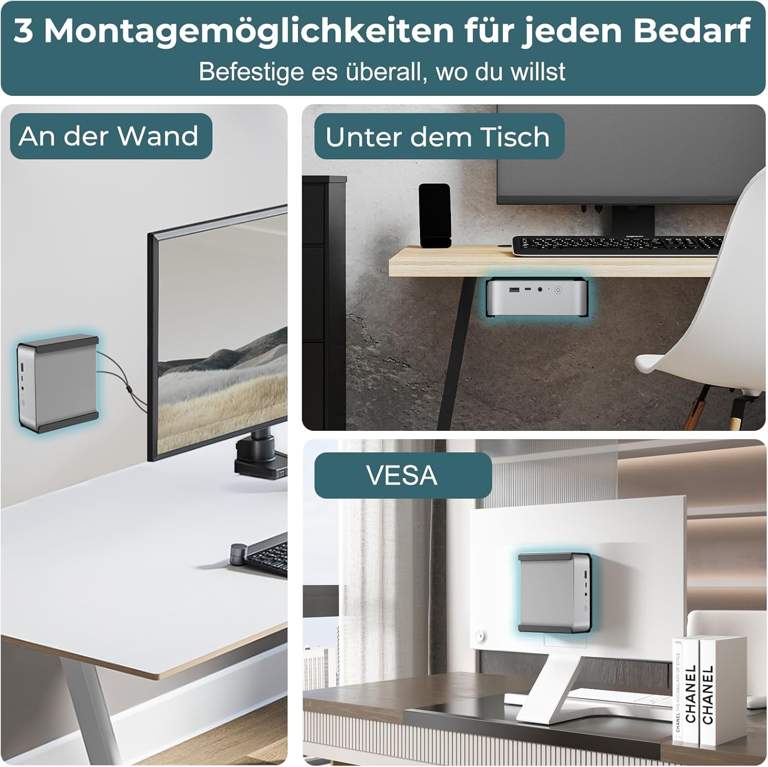 Supporto Mini PC VESA in metallo - immagine 3